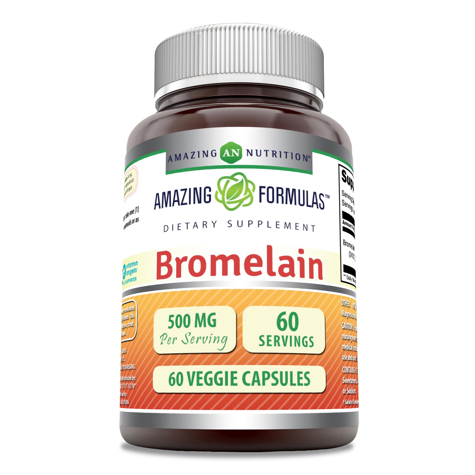 Amazing Formulas Bromelain 500mg 2400 GDU, 60 Veggie Capsules | Non-GMO | Gluten Free | Made in USA | Ideal for Vegetarians