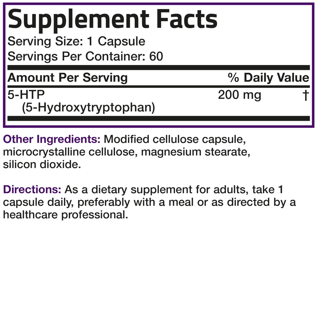 Bronson 5-HTP 200mg (Griffonia Simplicifolia) Non-GMO – 60 Vegetarian Capsules