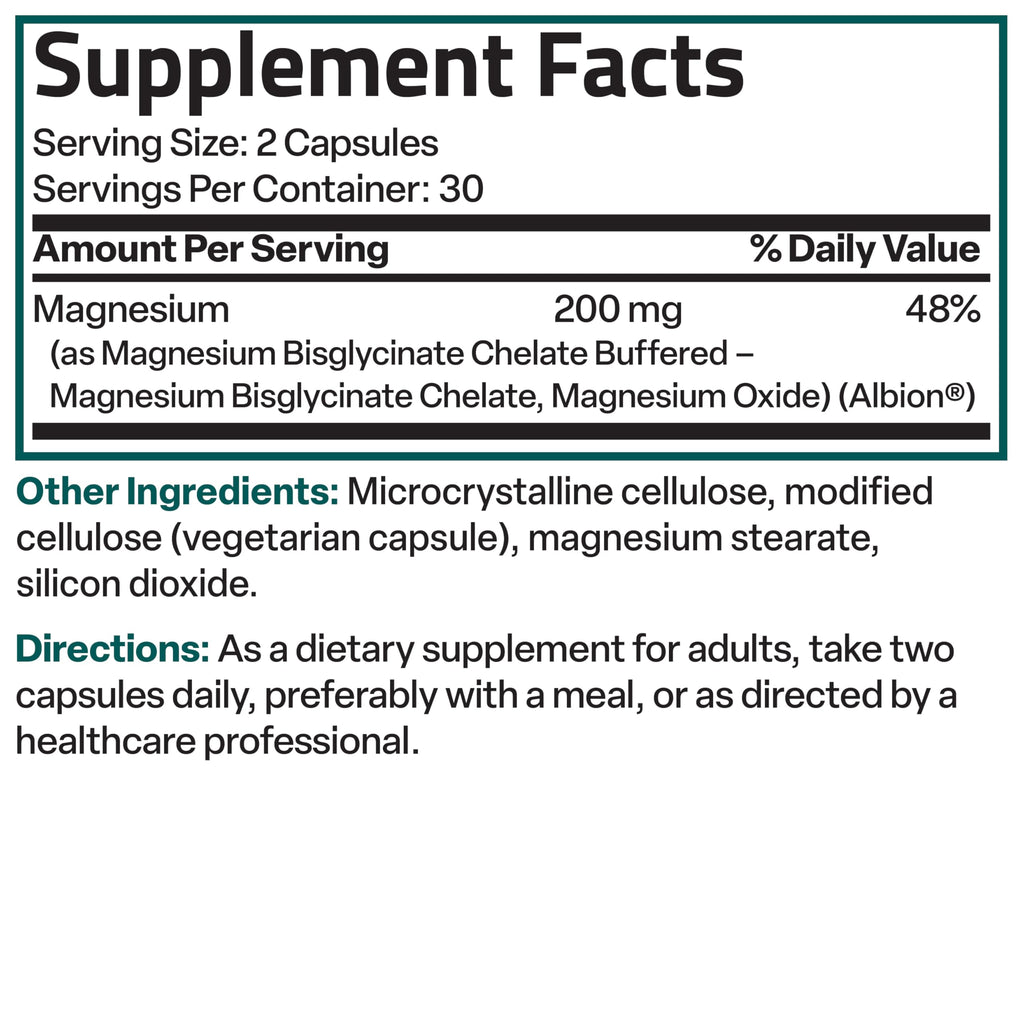 Bronson Magnesium Glycinate 200 mg Chelated, High Absorption