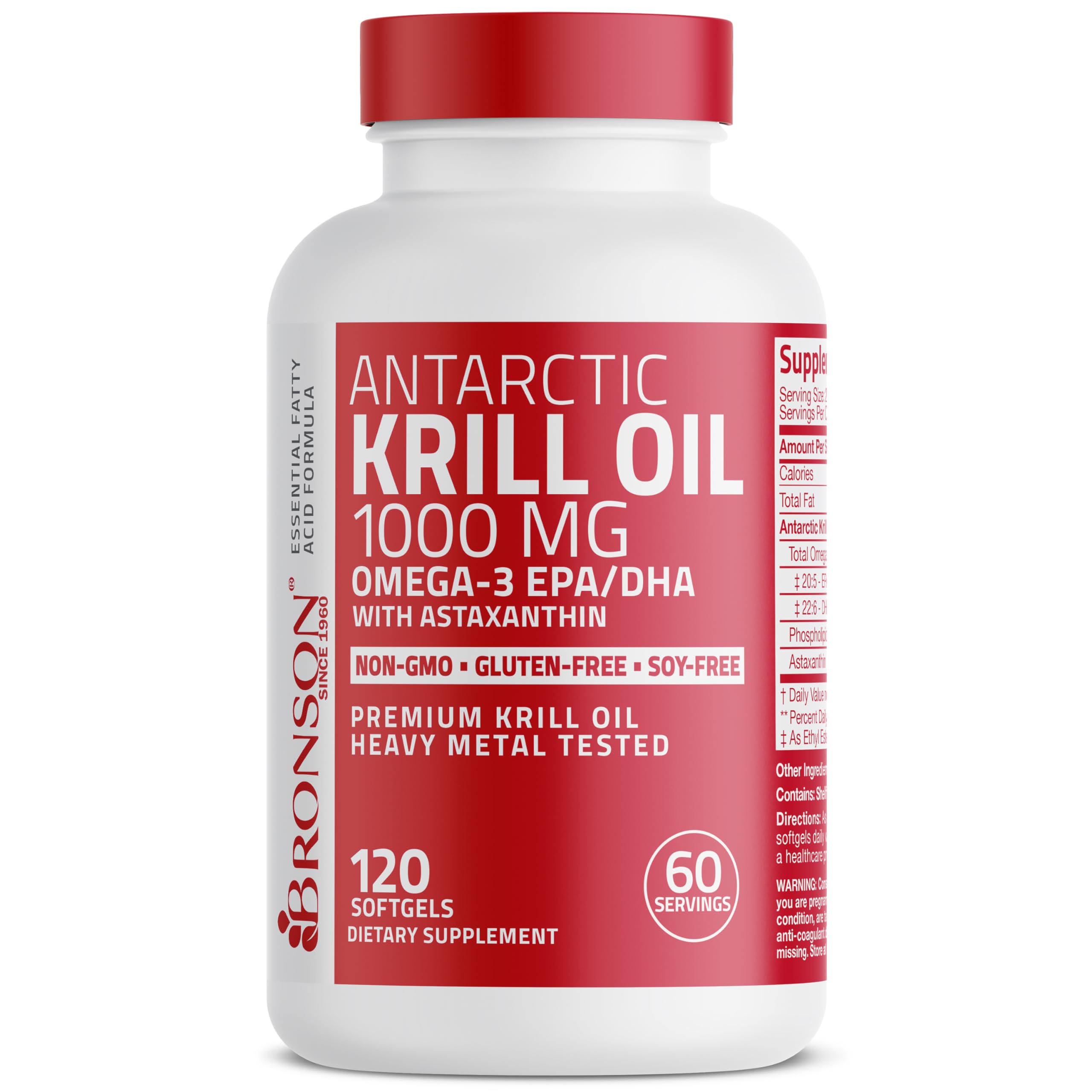 Bronson Antarctic Krill Oil 1000 mg with Omega-3s | 120 Softgels