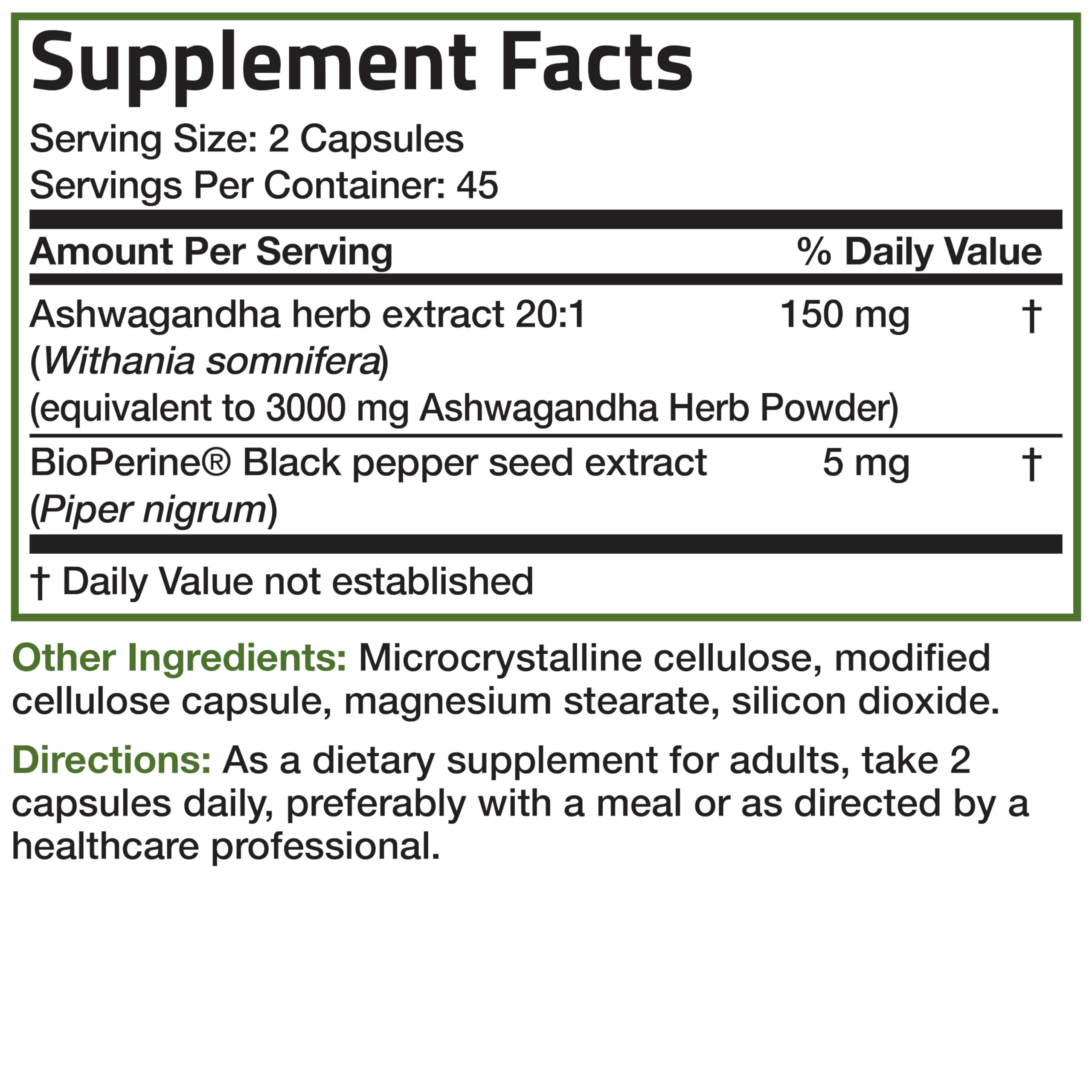 Bronson Ashwagandha Extra Strength with BioPerine | Stress & Mood Support | 90 Vegetarian Capsules | Non-GMO