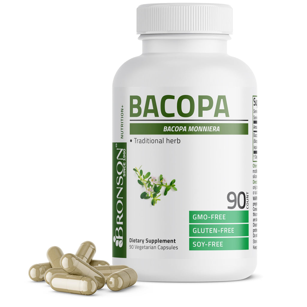 Bronson Bacopa Supports Brain Function & Mental Performance – Non-GMO, 90 Veg Capsules