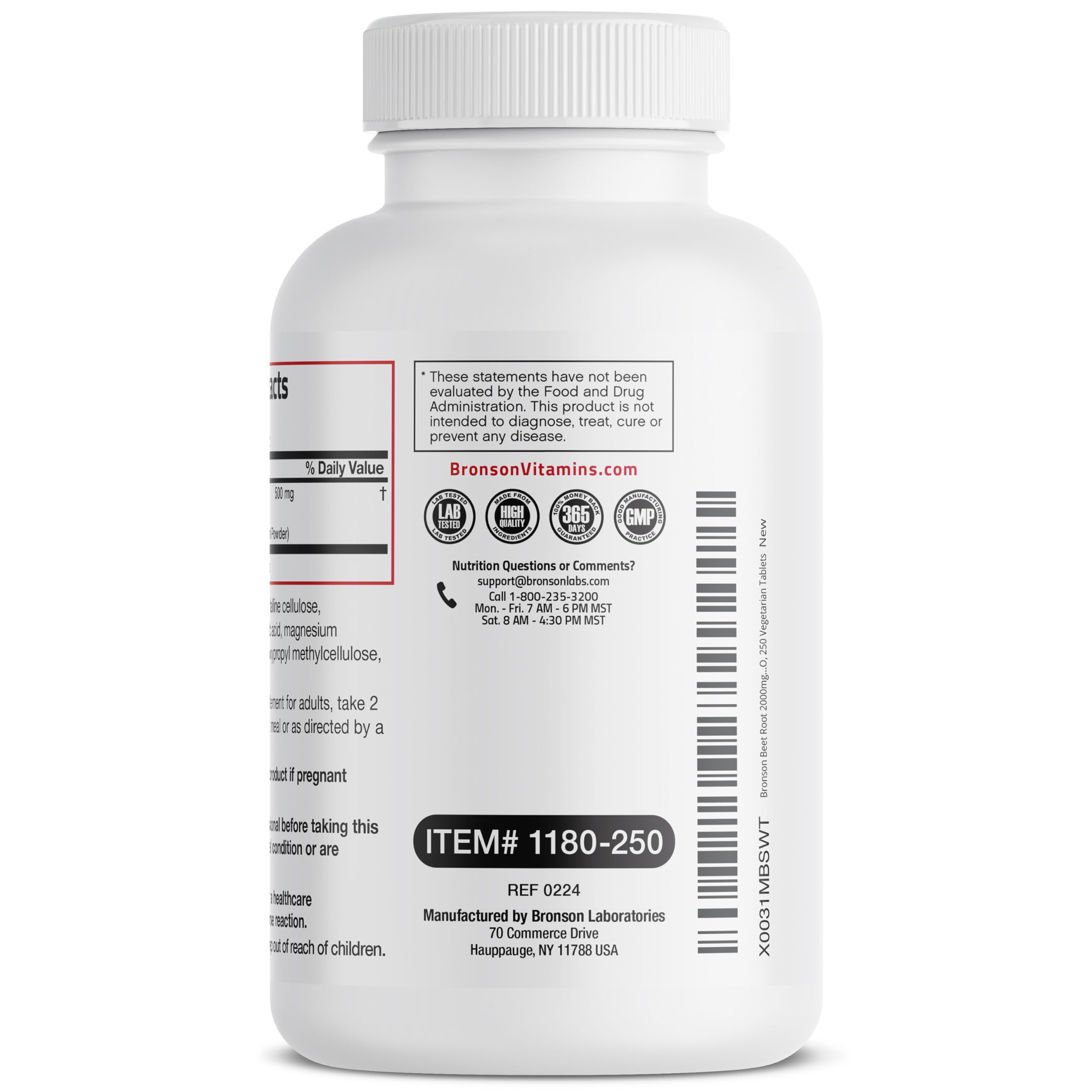 Bronson Beet Root Extra Strength – Non-GMO, 250 Vegetarian Tablets
