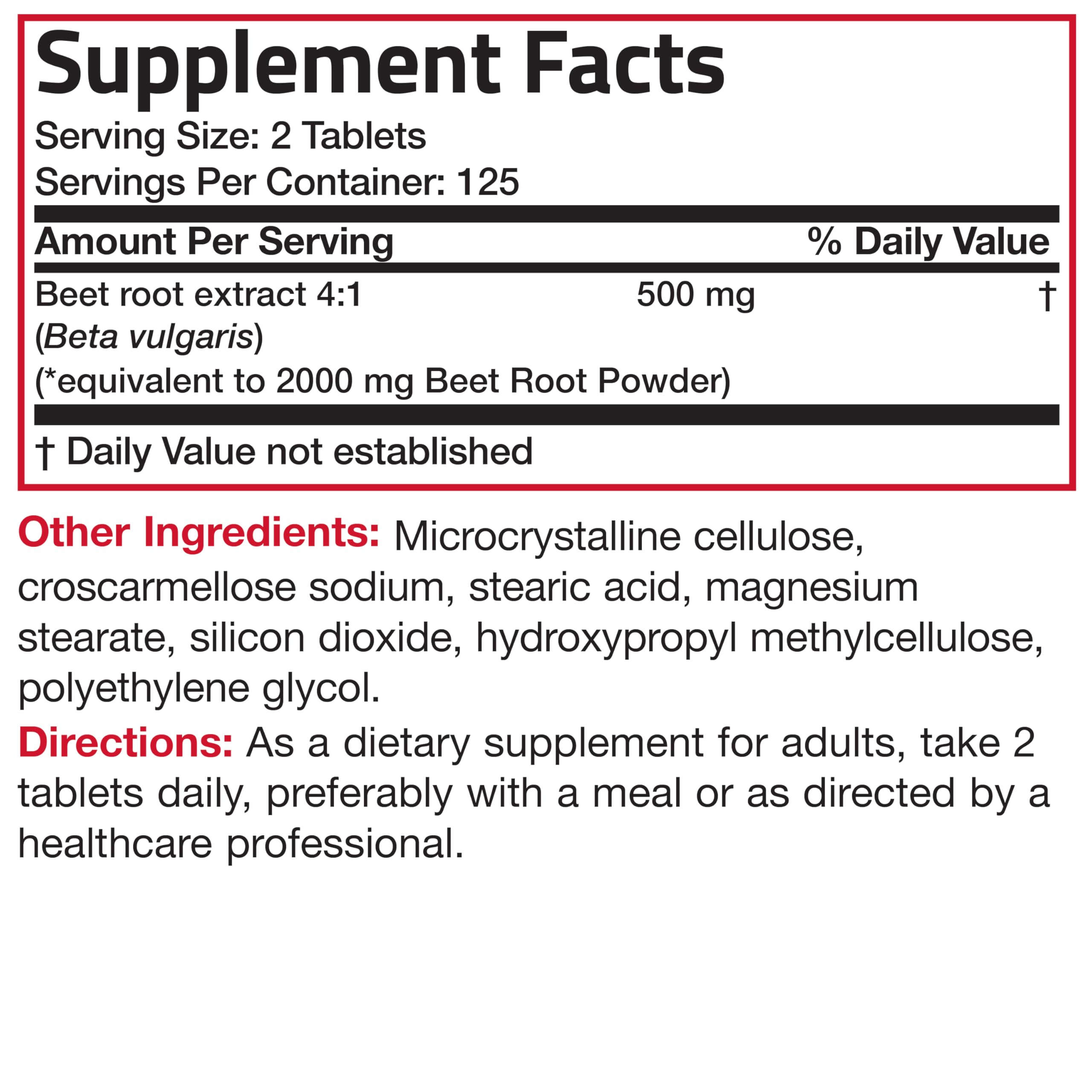 Bronson Beet Root Extra Strength – Non-GMO, 250 Vegetarian Tablets