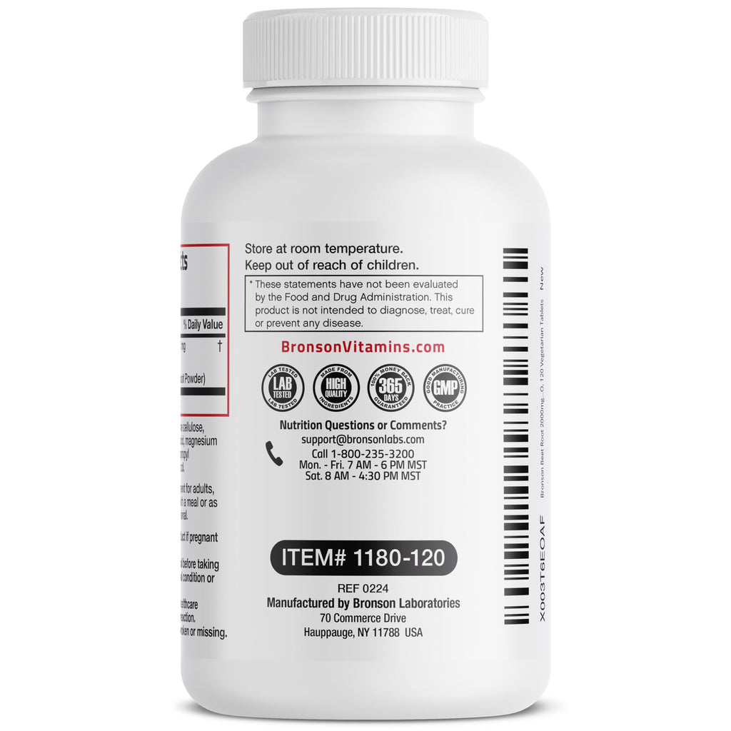 Bronson Beet Root Extra Strength – Non-GMO, 120 Vegetarian Tablets | Bronson Vitamins