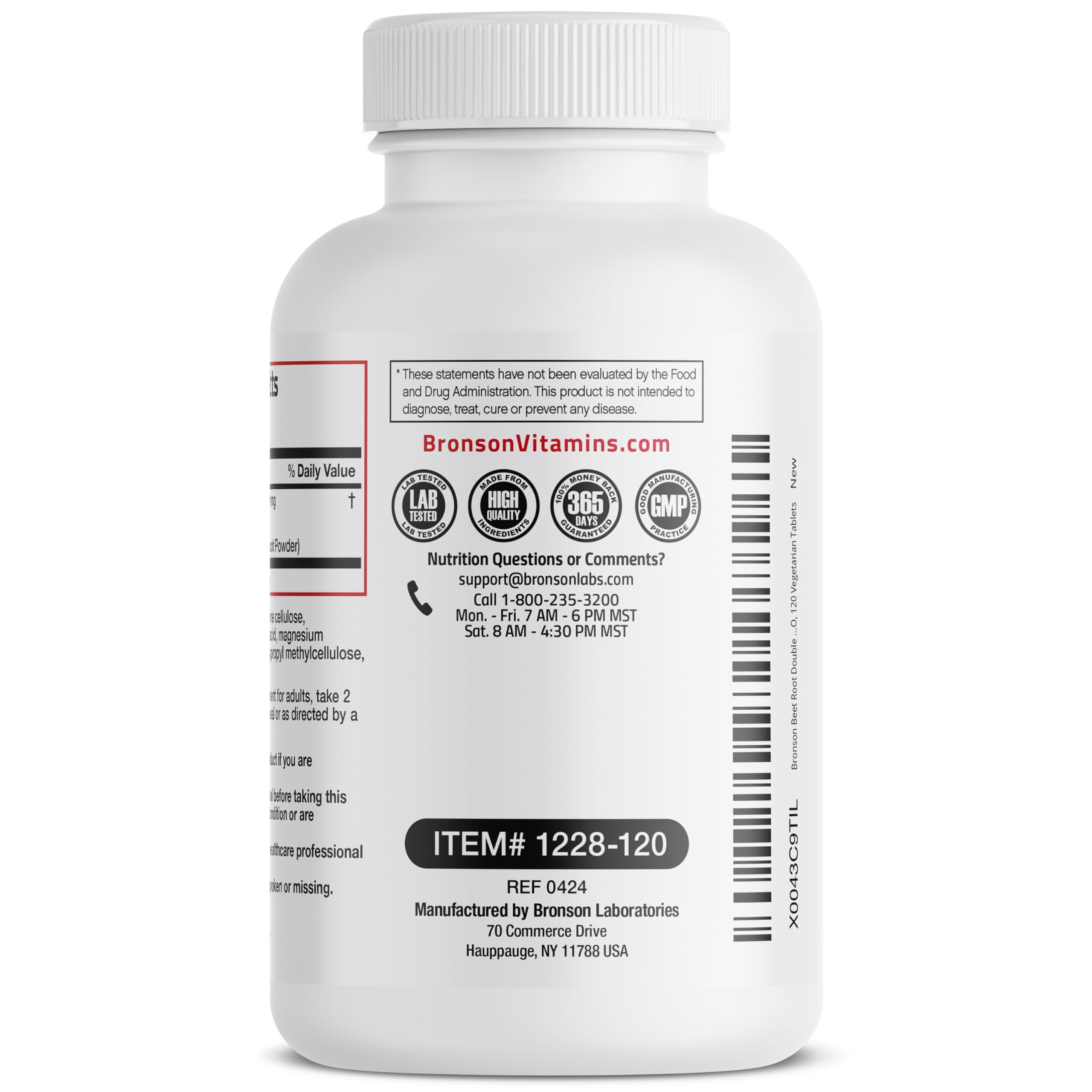 Bronson Beet Root Double Strength - Non-GMO, 120 Vegetarian Tablets