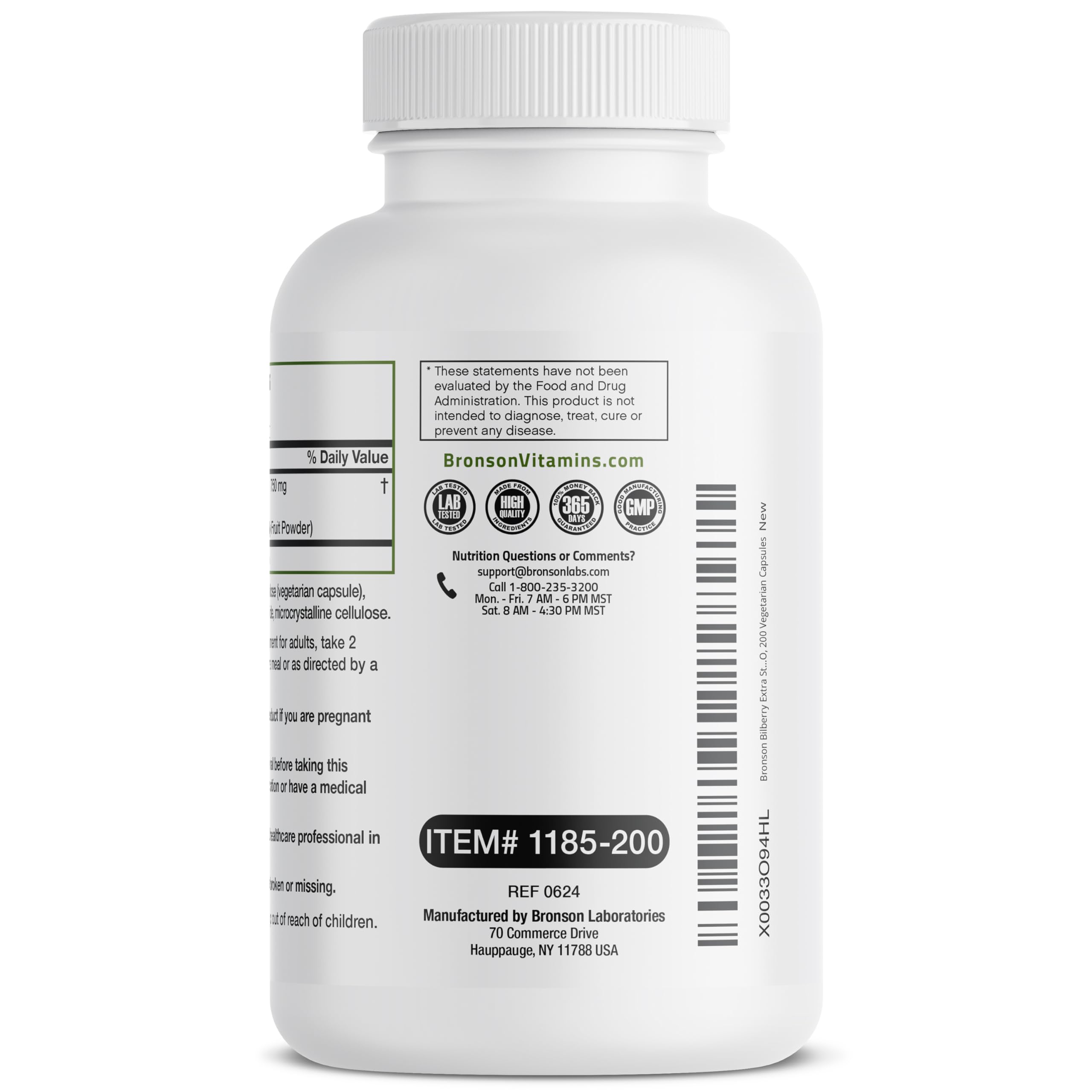 Bronson Bilberry Extra Strength - Eye Health Support (200 Veggie Caps)