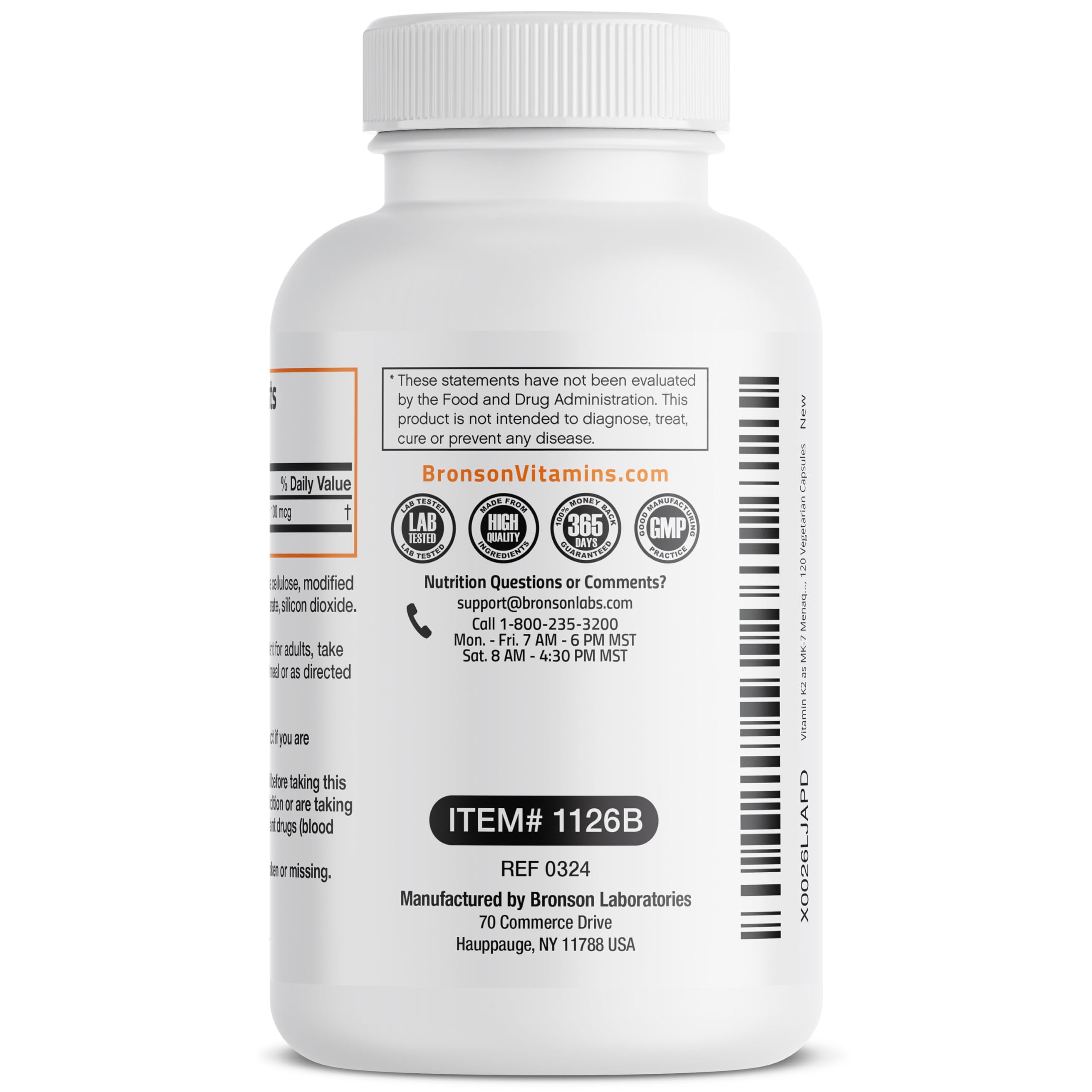 Bronson Vitamin K2 MK-7 Menaquinone 100 mcg – Non-GMO, 120 Capsules