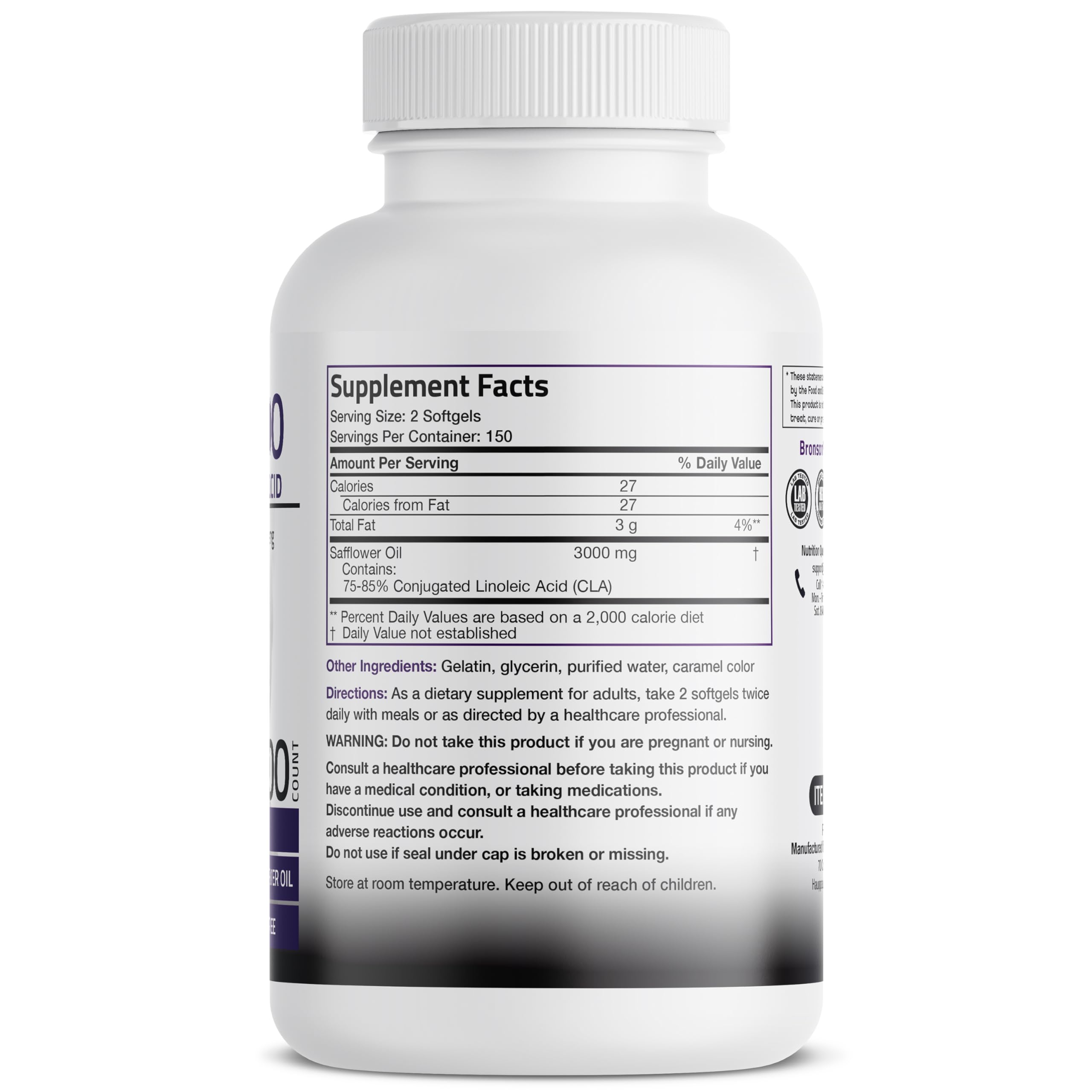 Bronson CLA 3000 Extra High Potency – 2250 mg CLA per Serving