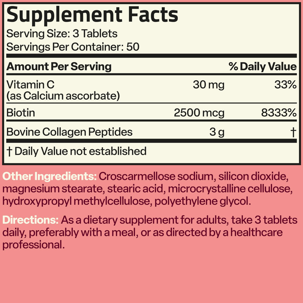 Bronson Collagen Peptides 3000mg with Biotin & Vitamin C - Hair, Skin & Nails Support | Non-GMO | 150 Tablets