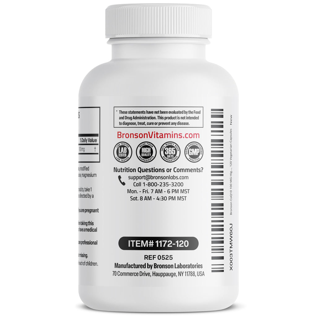 Bronson CoQ10 100 mg High Potency Vegetarian Capsules – 120 Veg Capsules