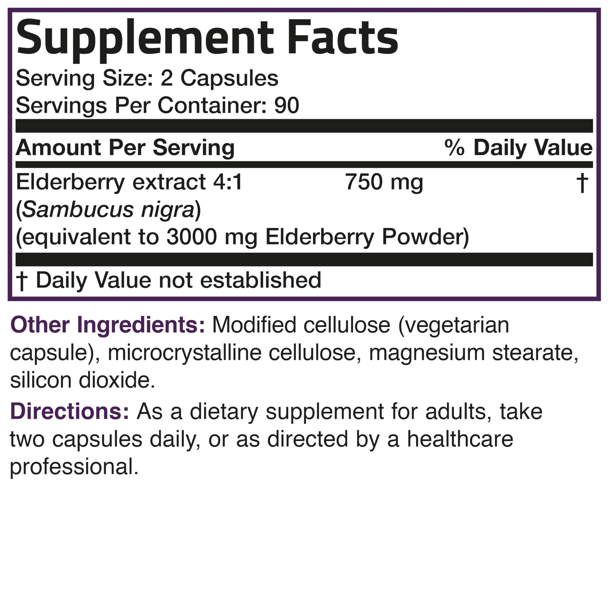 Bronson Elderberry Extra Strength – Immune Support & Antioxidant Protection | 180 Vegetarian Capsules | Non-GMO