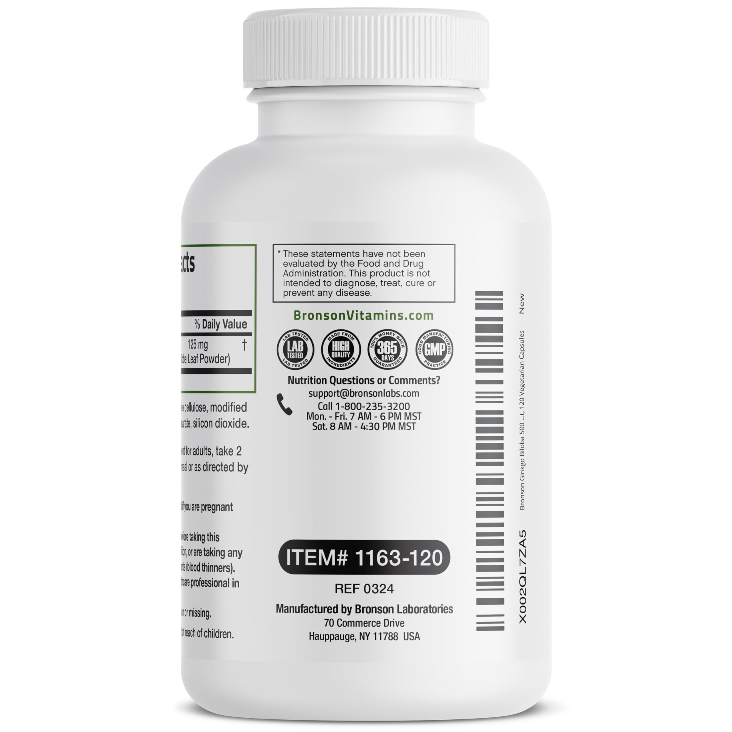 Bronson Ginkgo Biloba Extra Strength - Brain Function & Memory Support, 120 Vegetarian Capsules