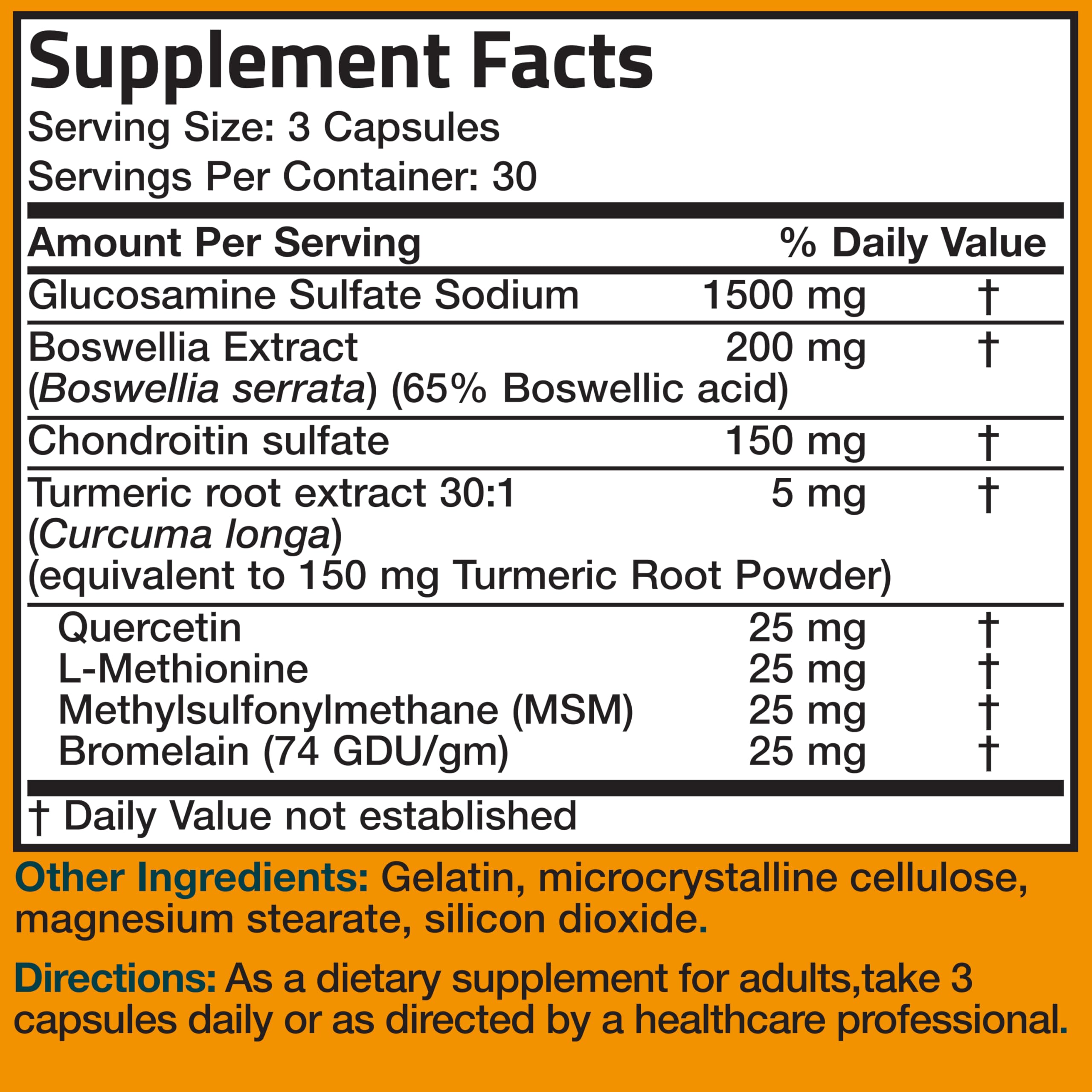 Bronson Glucosamine Chondroitin Turmeric & MSM – Advanced Joint & Cartilage Formula, Non-GMO, 90 Capsules