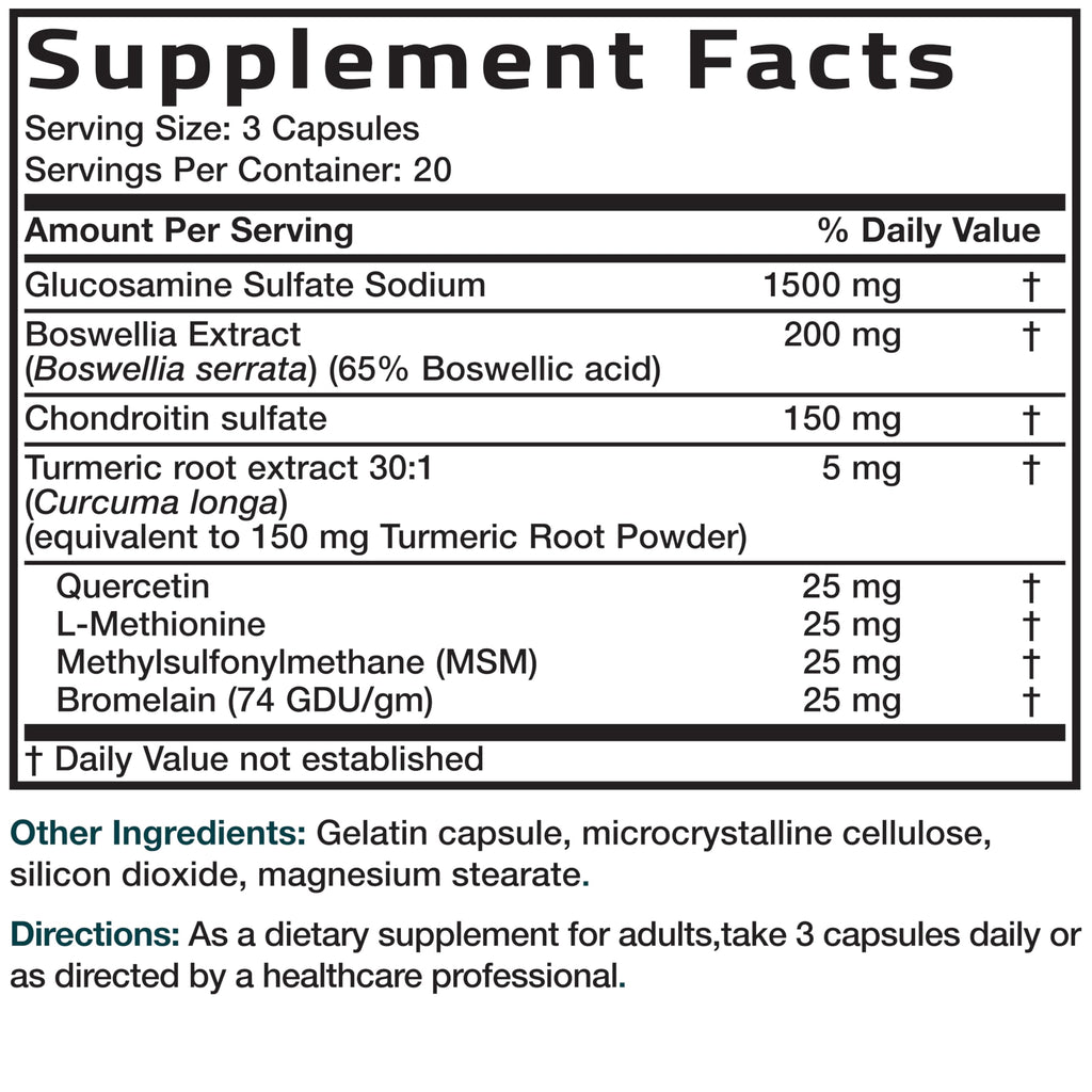 Bronson Glucosamine Chondroitin Turmeric & MSM – Advanced Joint & Cartilage Formula | Non-GMO, 60 Capsules