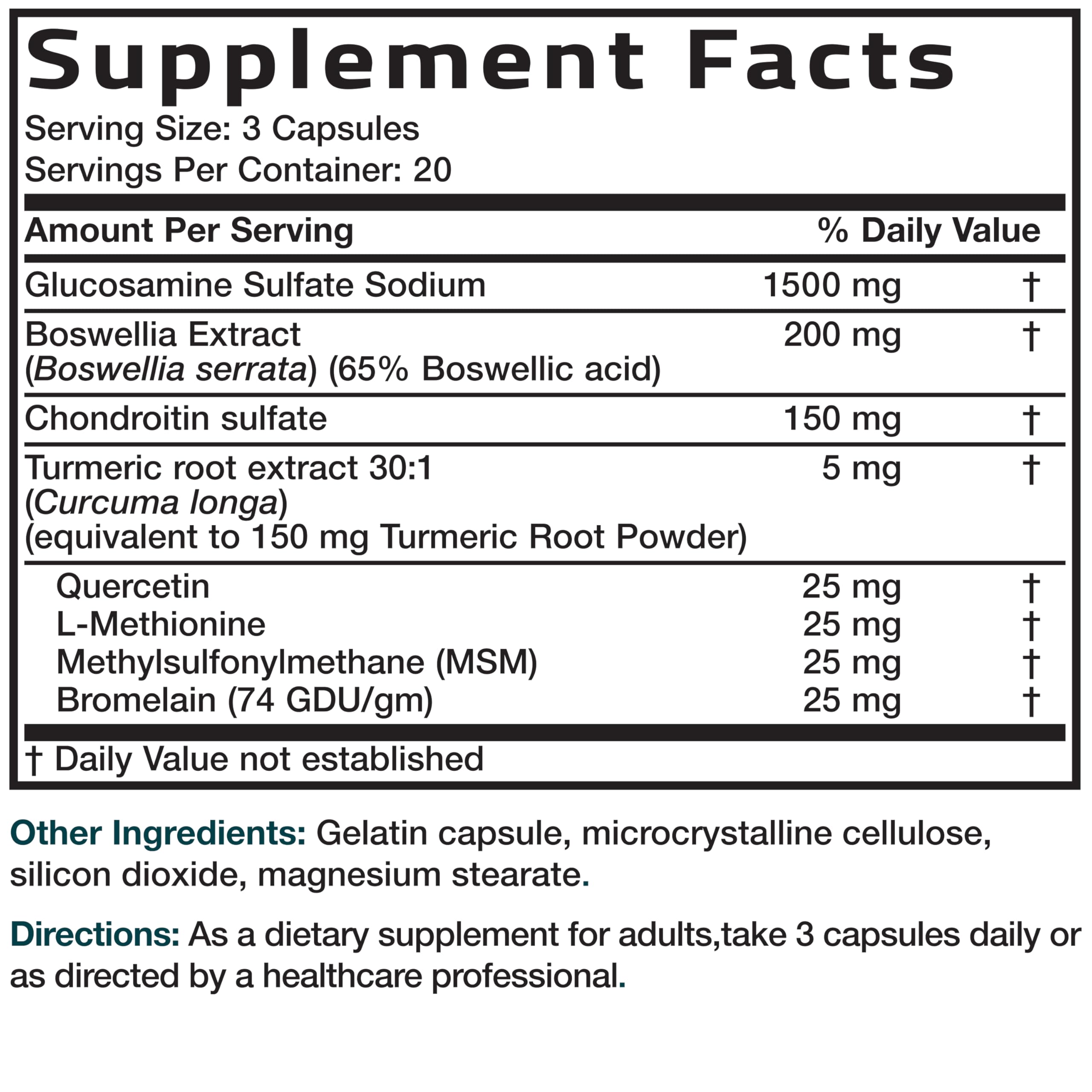 Bronson Glucosamine Chondroitin Turmeric & MSM – Advanced Joint & Cartilage Formula | Non-GMO, 60 Capsules