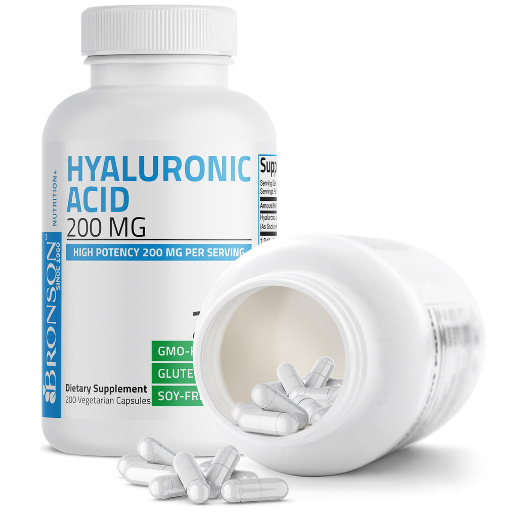 Bronson Hyaluronic Acid 200 mg – High Potency Joint & Skin Support | Non-GMO | 200 Vegetarian Capsules