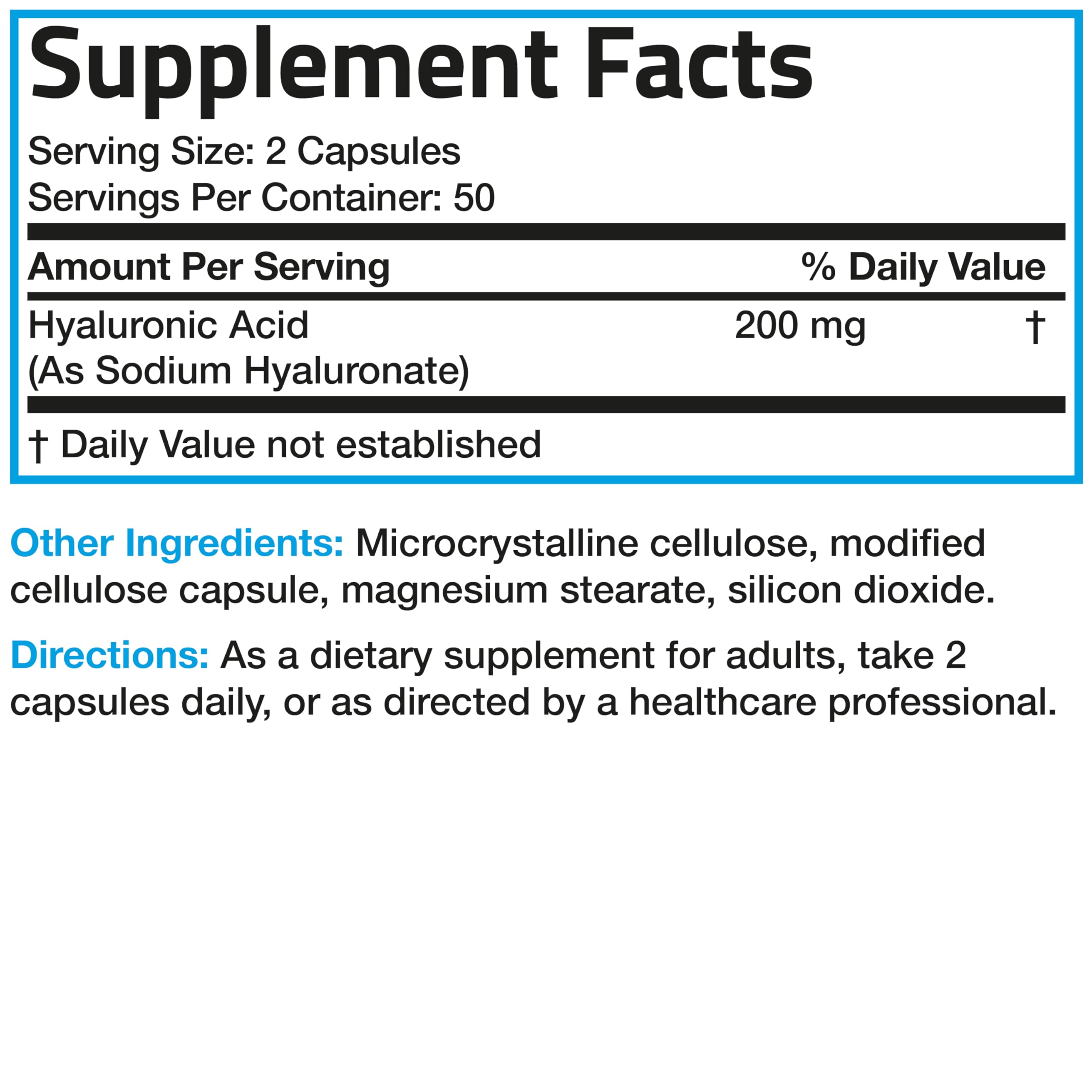 Bronson Hyaluronic Acid 200 MG – Joint Health & Skin Support | Non-GMO, 100 Vegetarian Capsules