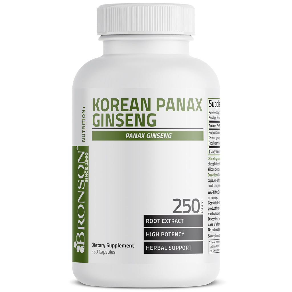 Bronson Korean Panax Ginseng 250 Capsules – Energy, Endurance & Memory