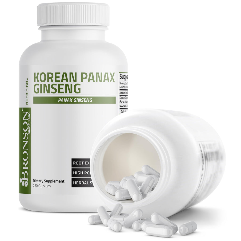 Bronson Korean Panax Ginseng 250 Capsules – Energy, Endurance & Memory