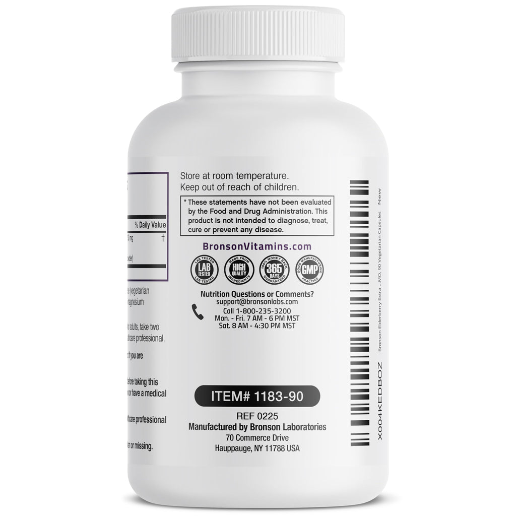 Bronson Elderberry Extra Strength – Immune Support & Antioxidant Protection, 90 Veg Capsules
