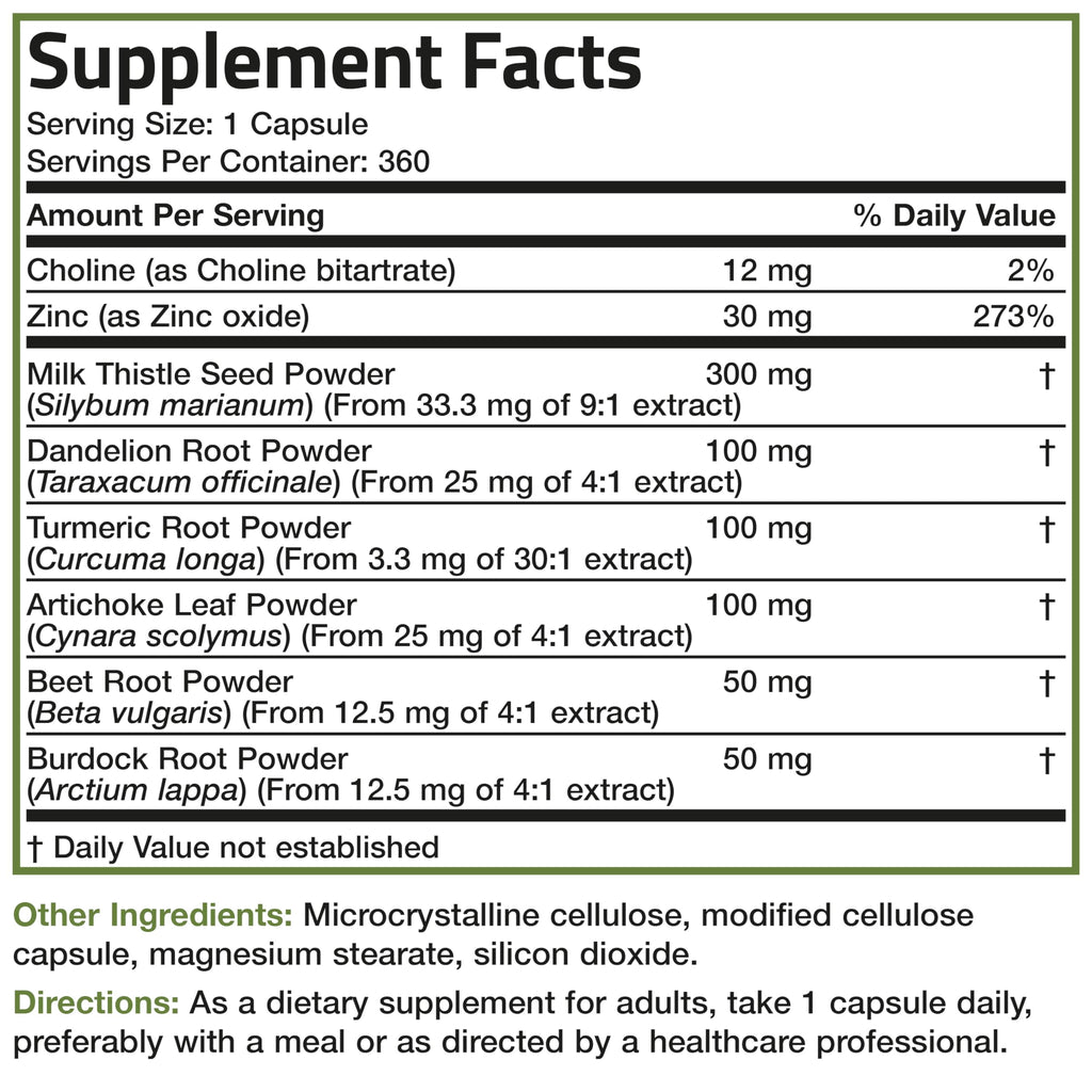Bronson Liver Detox Advanced Detox & Cleansing Formula | Milk Thistle, Dandelion Root, Turmeric, Artichoke Leaf, 360 Vegetarian Capsules