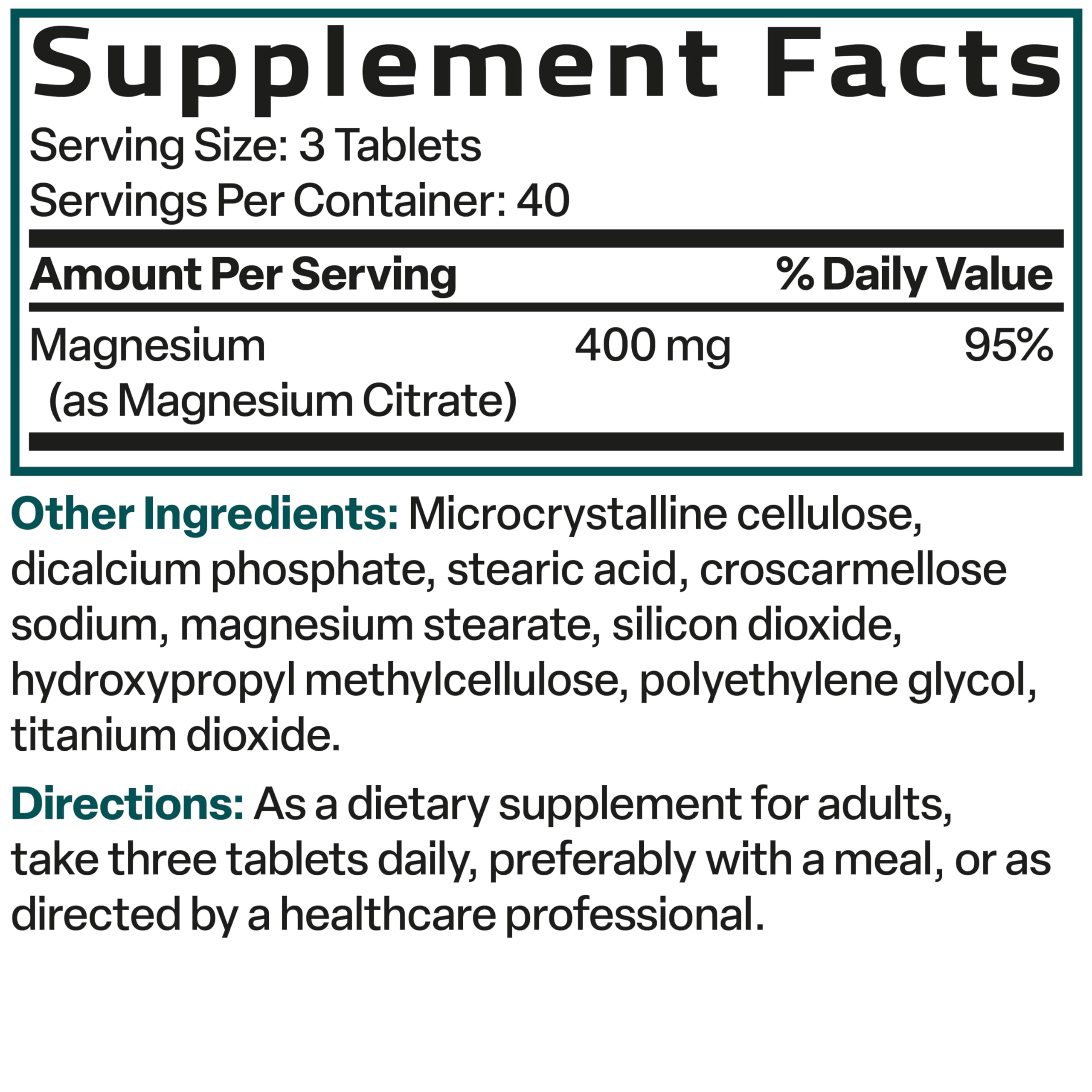Bronson Magnesium Citrate 400mg | High Absorption, Non-GMO, 120 Vegetarian Tablets