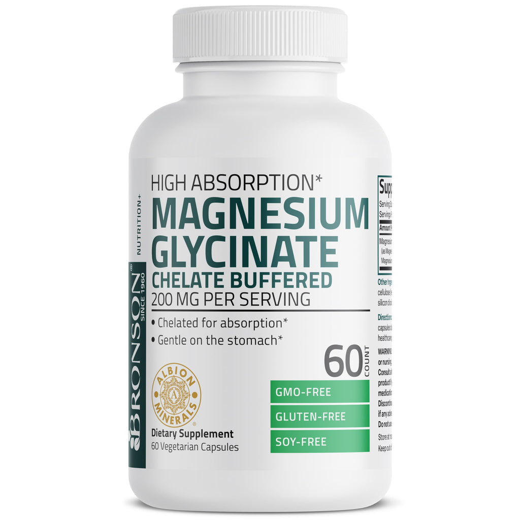 Bronson Magnesium Glycinate 200 mg Chelated, High Absorption