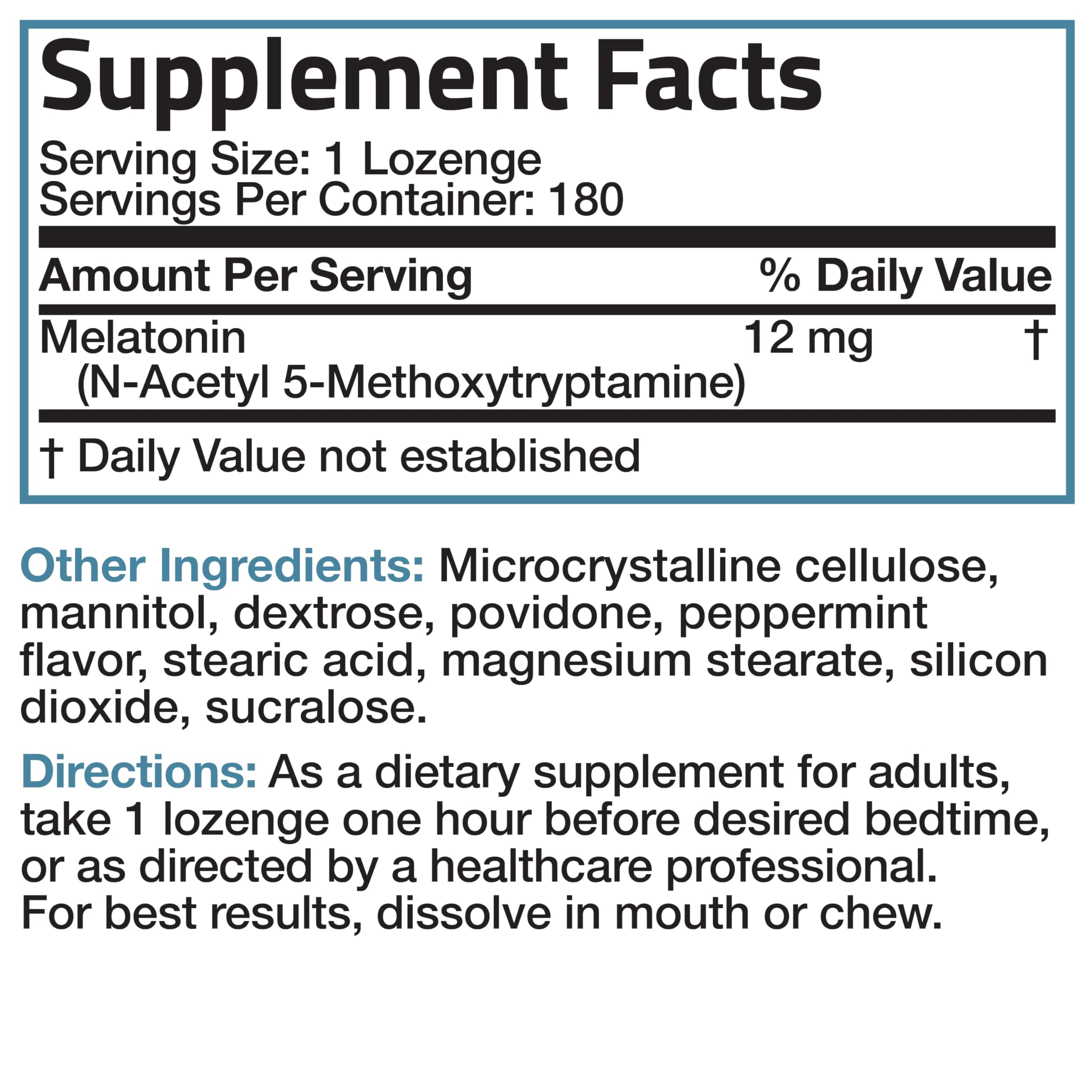 Bronson Melatonin 12mg Fast Dissolve – Nighttime Sleep Aid (180 Peppermint Lozenges)