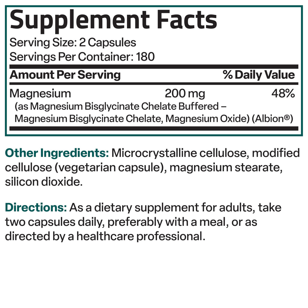 Bronson Magnesium Glycinate 200 mg – Chelated for High Absorption, Gentle on Stomach | Non-GMO, 360 Vegetarian Capsules