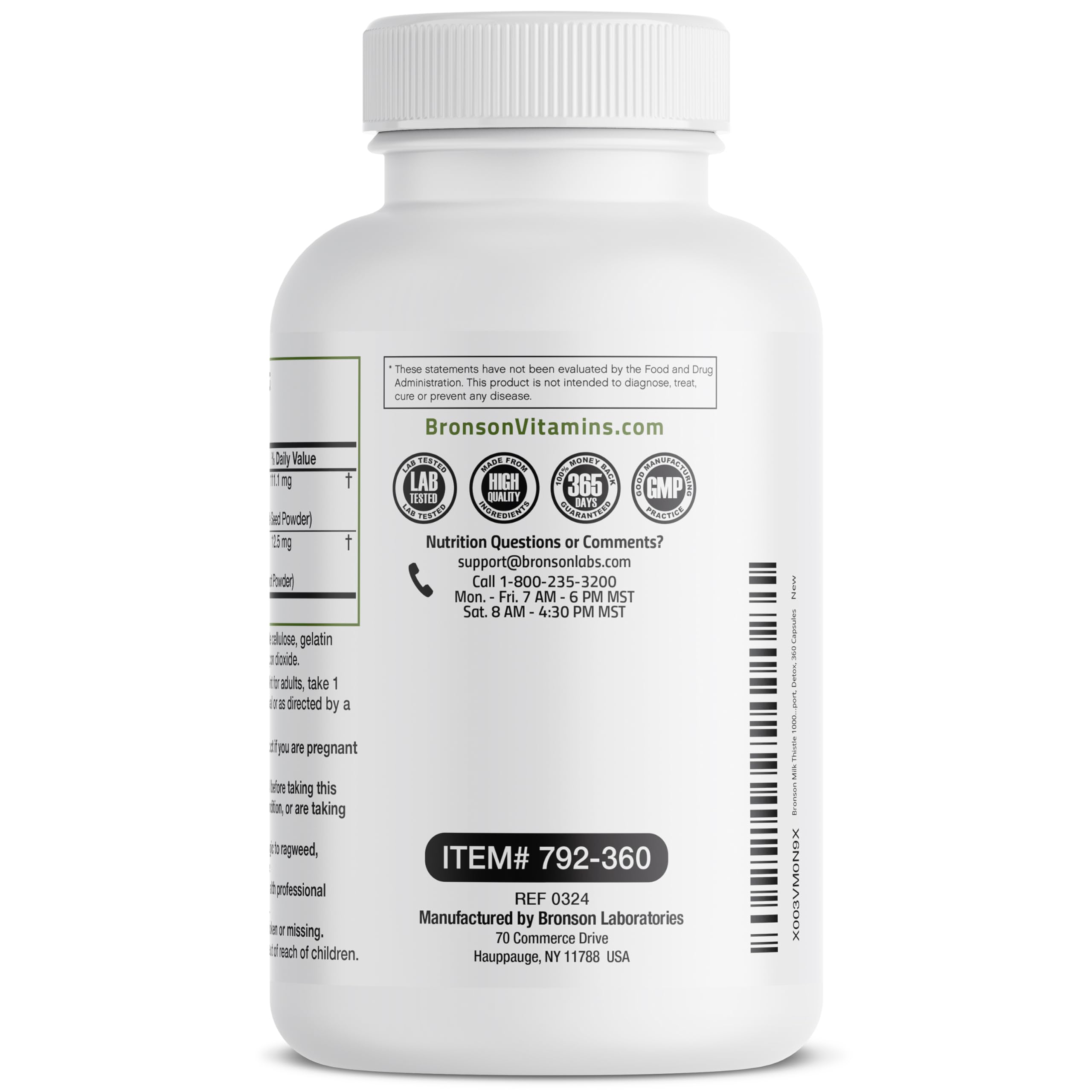Bronson Milk Thistle Silymarin Marianum & Dandelion Root – Liver Health, Antioxidant Support, Detox | 360 Capsules