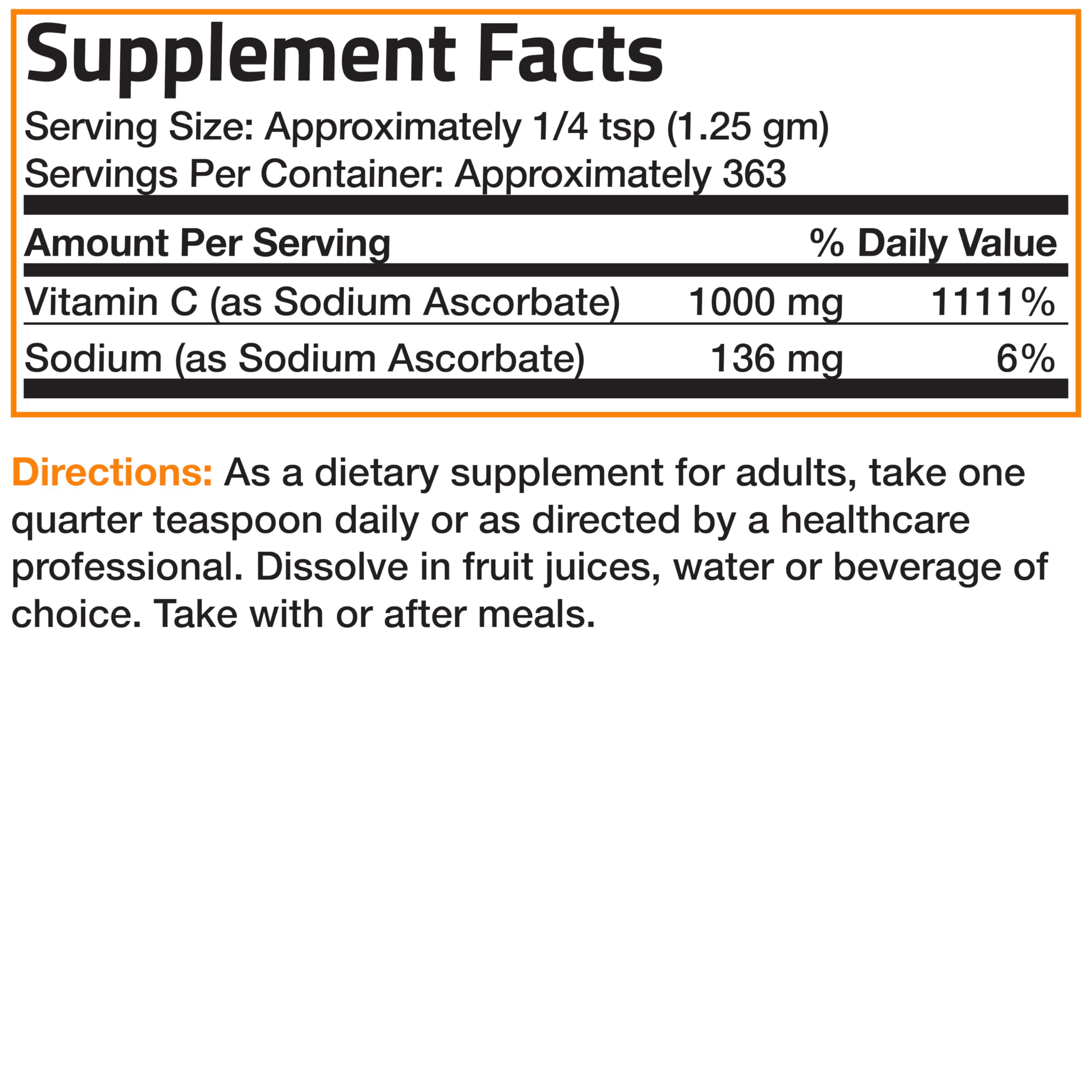 Bronson Non Acidic Vitamin C Powder Sodium Ascorbate – Non-GMO, 1 lb (454 g)
