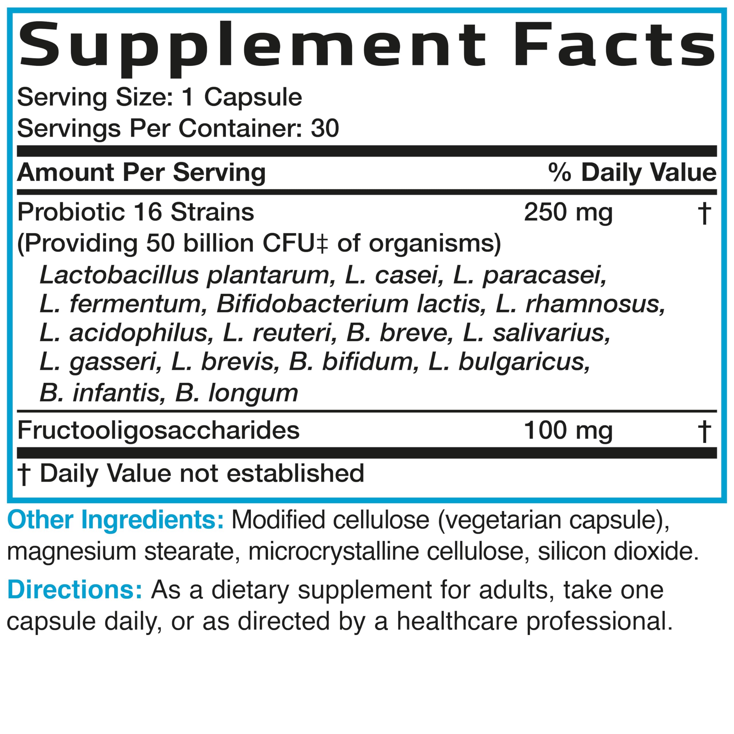 Bronson Once Daily Probiotic 50B CFU + Prebiotic, 30 Vegetarian Capsules – Non-GMO