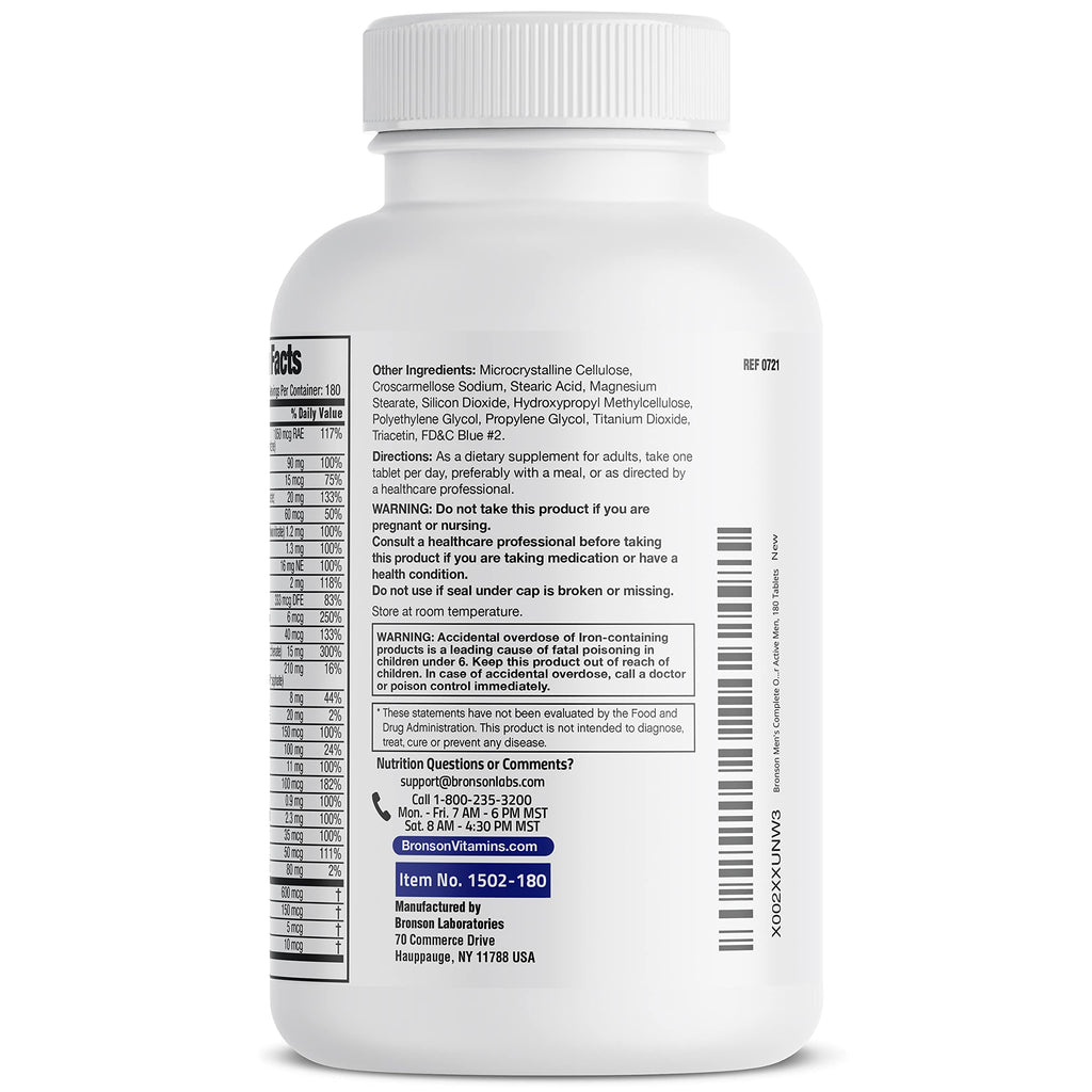 Bronson ONE Daily Men’s Complete Multivitamin – 180 Tablets | Active Men