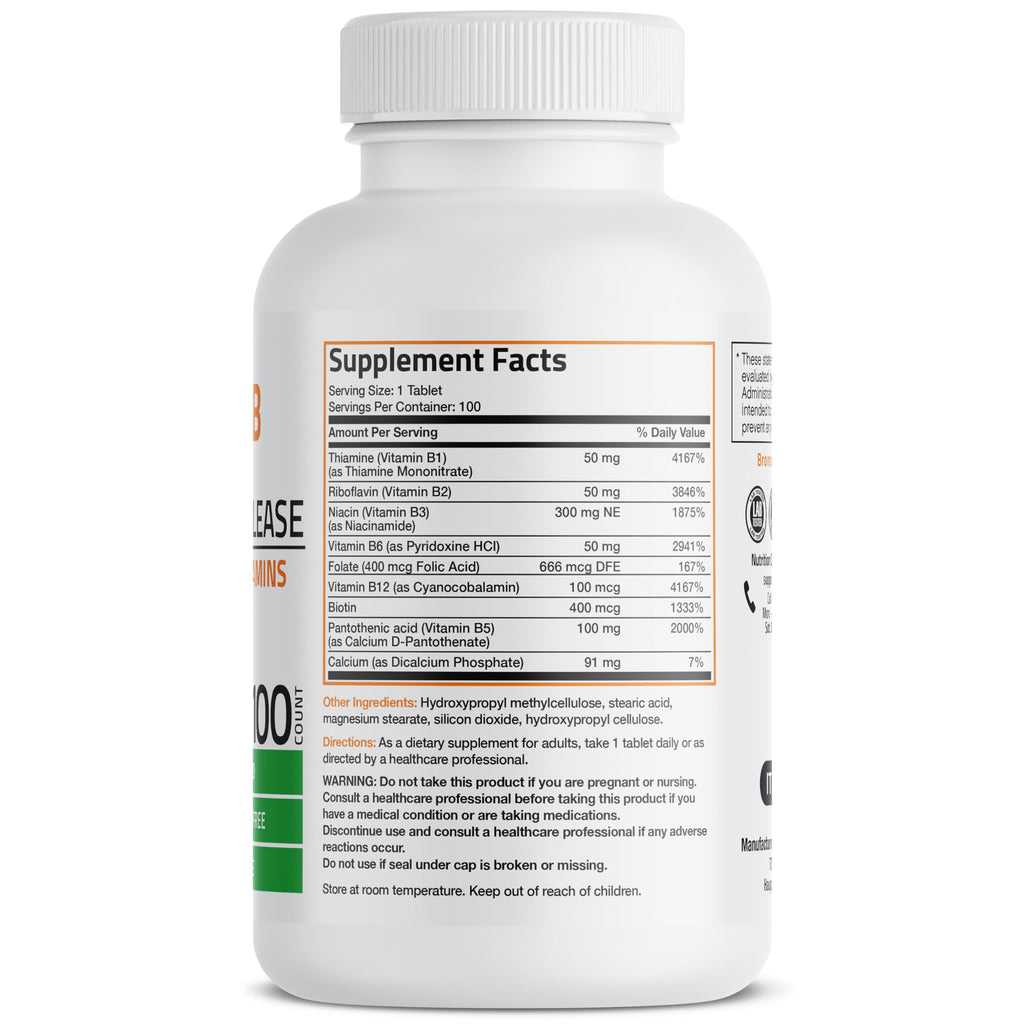 Bronson Super B Complex – Sustained Release B Vitamins (100 Tablets)