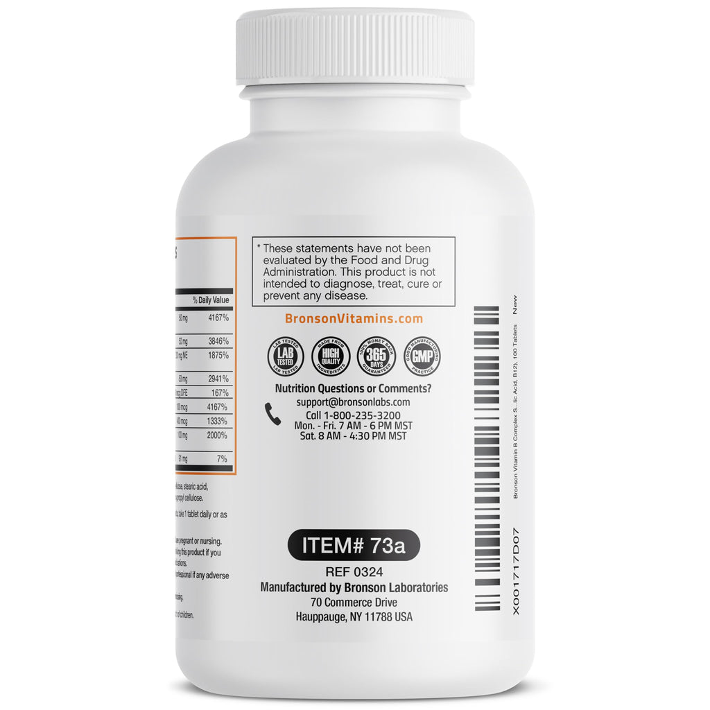 Bronson Super B Complex – Sustained Release B Vitamins (100 Tablets)