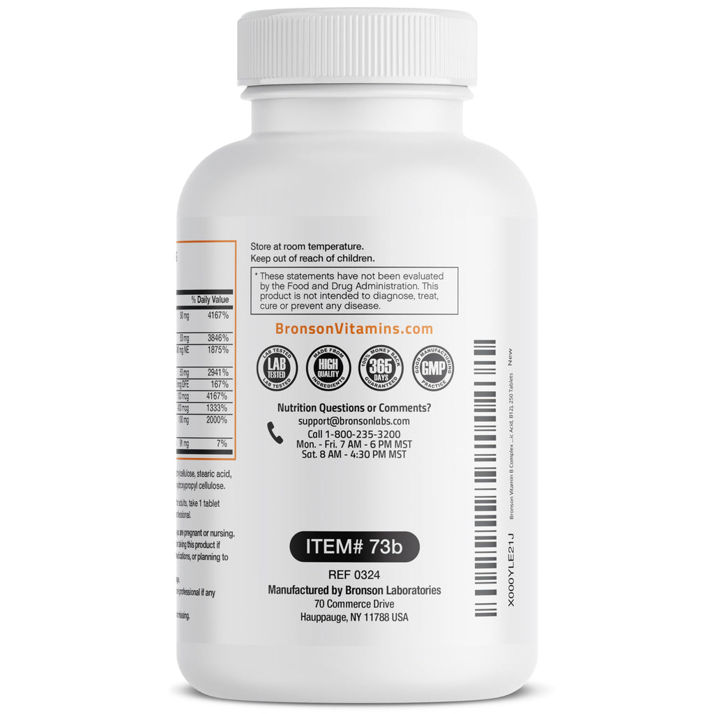 Bronson Super B Vitamin B Complex Sustained Release – 250 Tablets