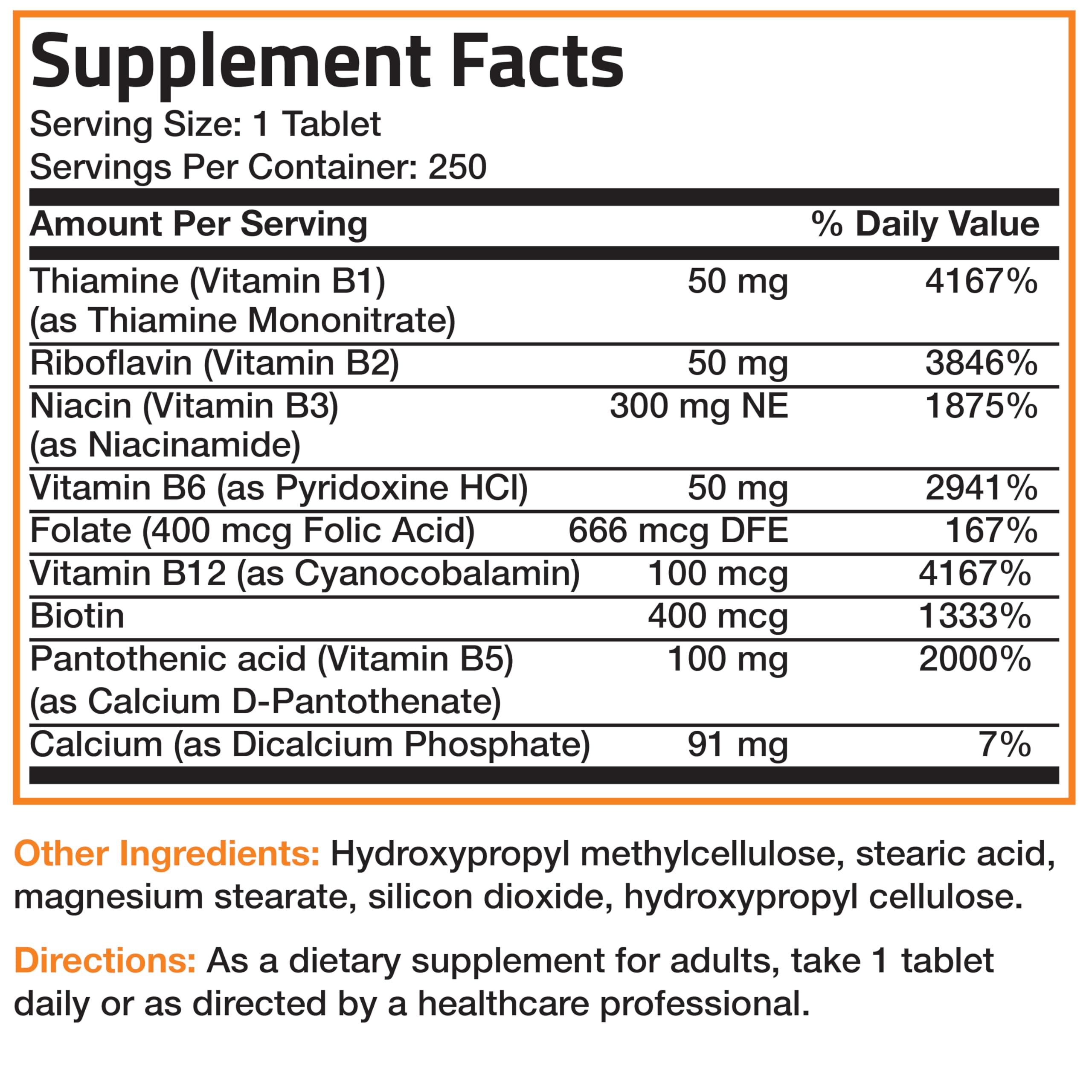 Bronson Super B Vitamin B Complex Sustained Release – 250 Tablets