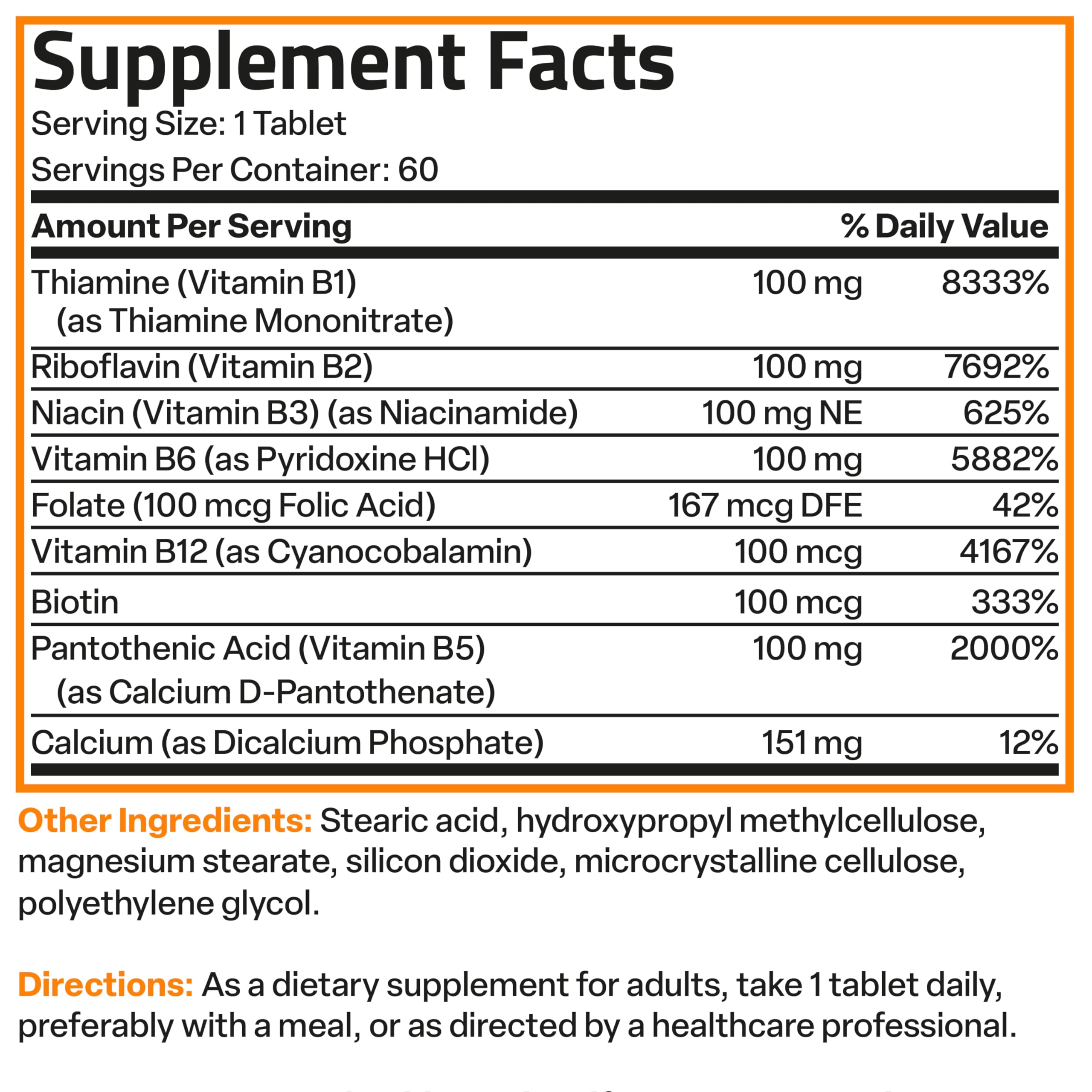 Bronson Super B100 Vitamin B Complex - Sustained Release (60 Tablets)