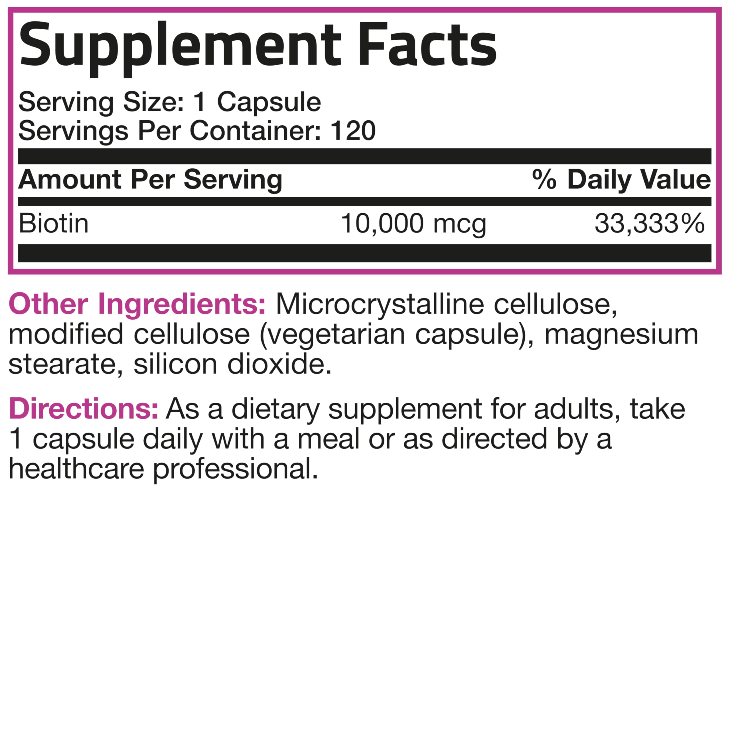 Bronson Ultra Biotin 10,000 mcg – Hair, Skin & Nails, Non-GMO, 120 Veg Capsules