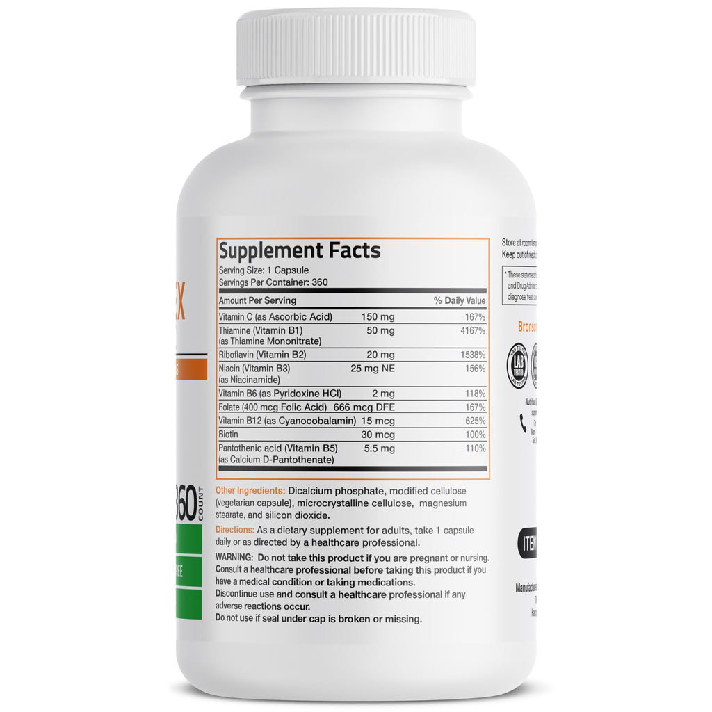Bronson Vitamin B Complex + Vitamin C – Immune & Energy | 360 Capsules