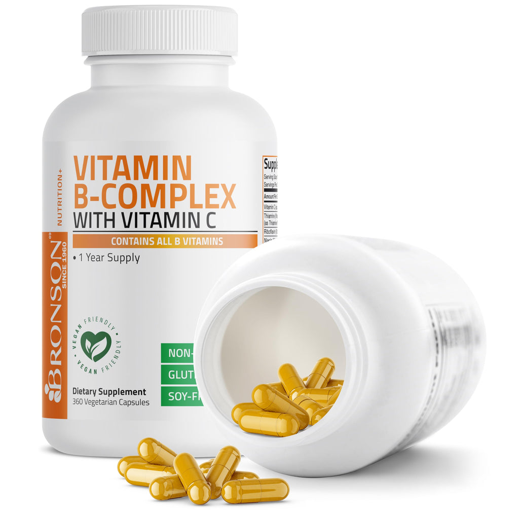 Bronson Vitamin B Complex + Vitamin C – Immune & Energy | 360 Capsules