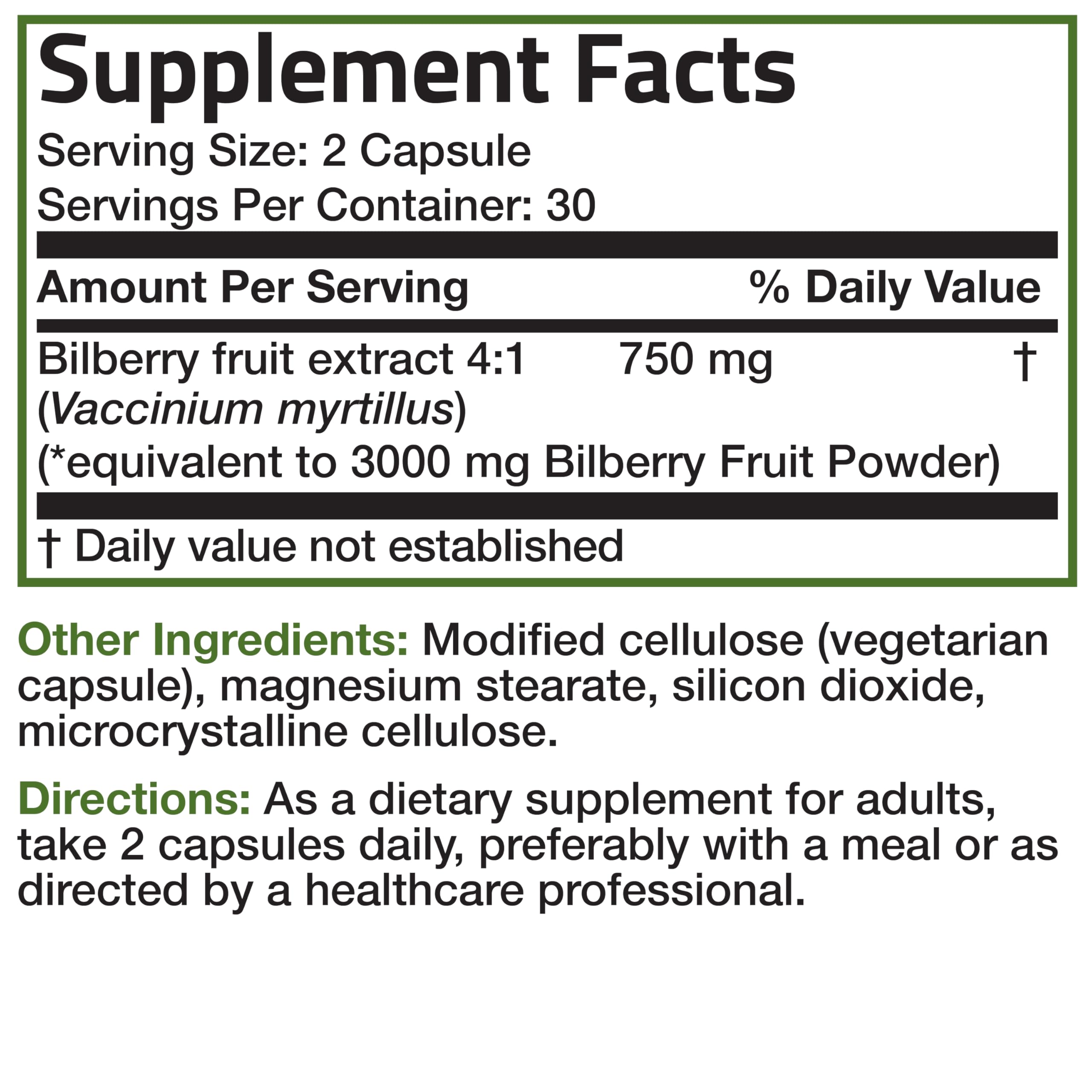 Bronson Bilberry Extra Strength 3000 mg – Eye Health & Vision Support (60 Veg Caps)