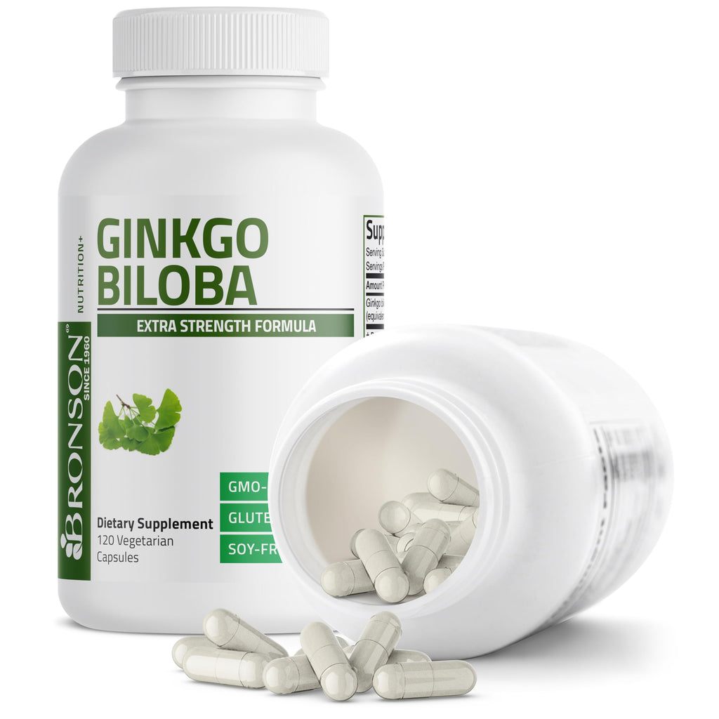 Bronson Ginkgo Biloba Extra Strength - Brain Function & Memory Support, 120 Vegetarian Capsules