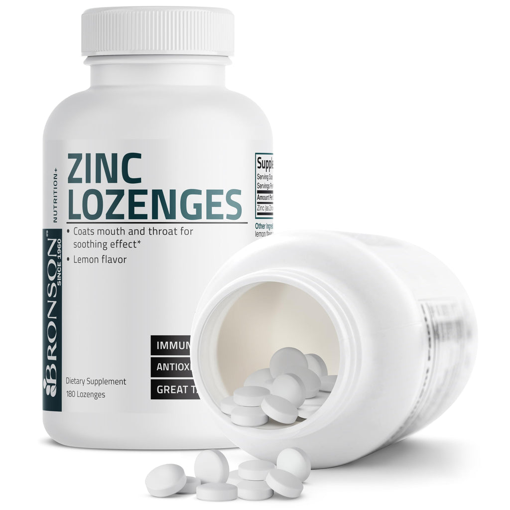 Bronson Zinc Lozenges Lemon Flavor - Immune Support & Antioxidant (180 Chewable Tablets)