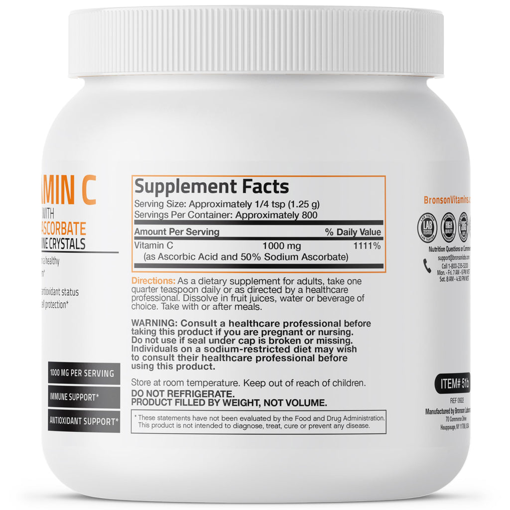 Bronson Buffered Vitamin C Powder – Immune Support, Antioxidant, 1 kg (2.2 lbs)
