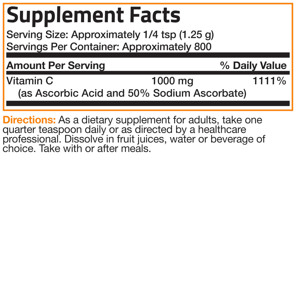 Bronson Buffered Vitamin C Powder – Immune Support, Antioxidant, 1 kg (2.2 lbs)
