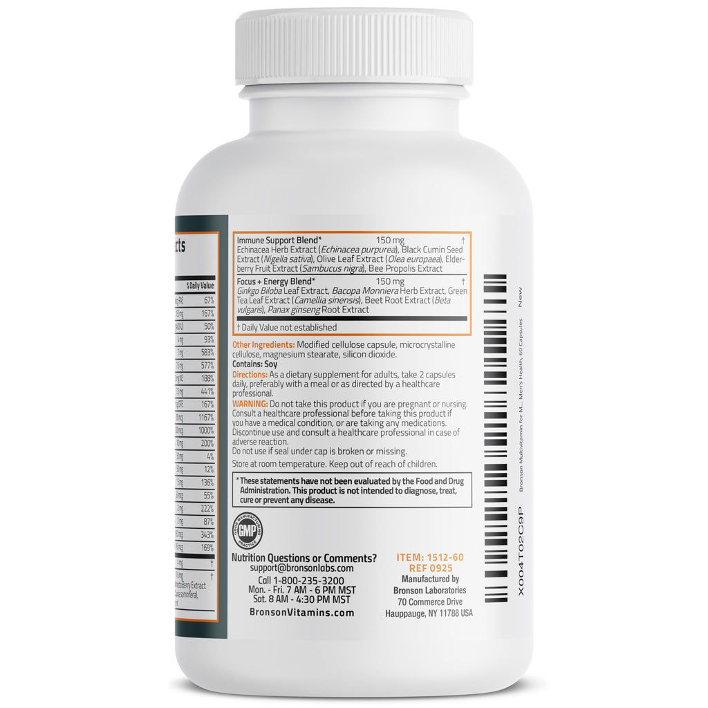 Bronson Multivitamin for Men - All-in-One Daily Coverage (60 Capsules)