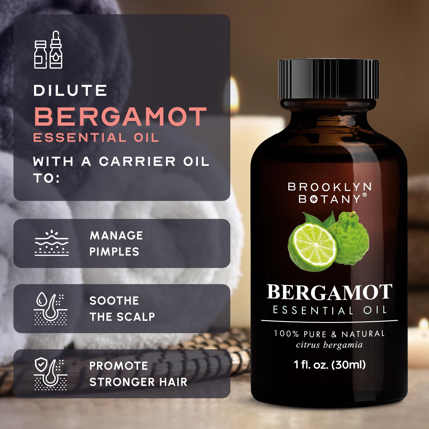 Brooklyn Botany Bergamot Essential Oil - 100% Pure & Premium Grade - 1 Fl Oz