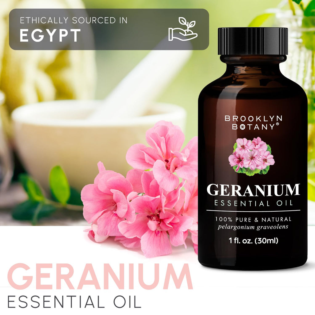 Brooklyn Botany Geranium Essential Oil – 100% Pure & Natural, Premium Grade, 1 Fl Oz